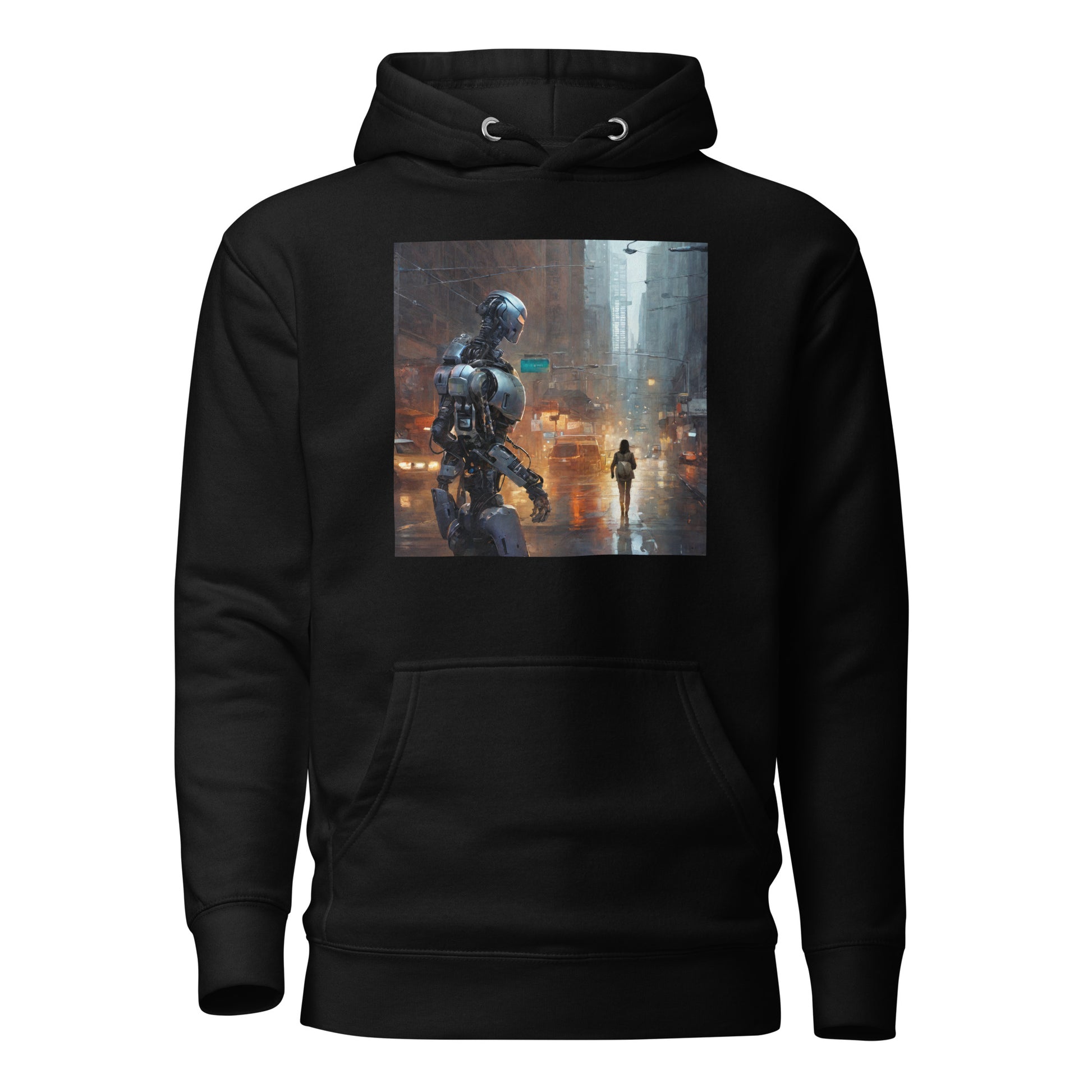 Cyborg in the City Men's Sci-Fi Hoodie Black