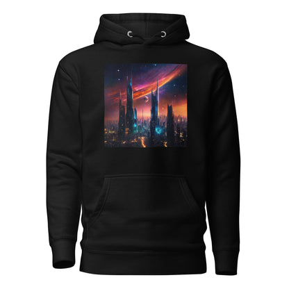 Futuristic Ciyscape Men's Pullover Sweatshirt Hoodie Black