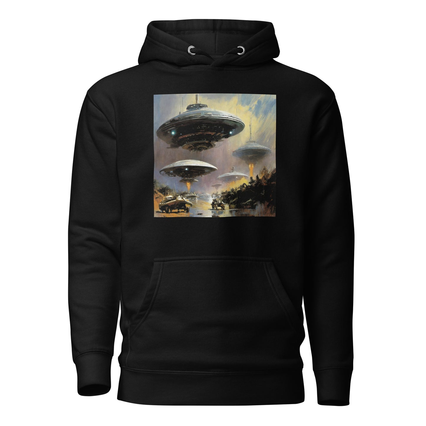 Alien Invasion Men's Graphic Pullover Sweatshirt Hoodie Black