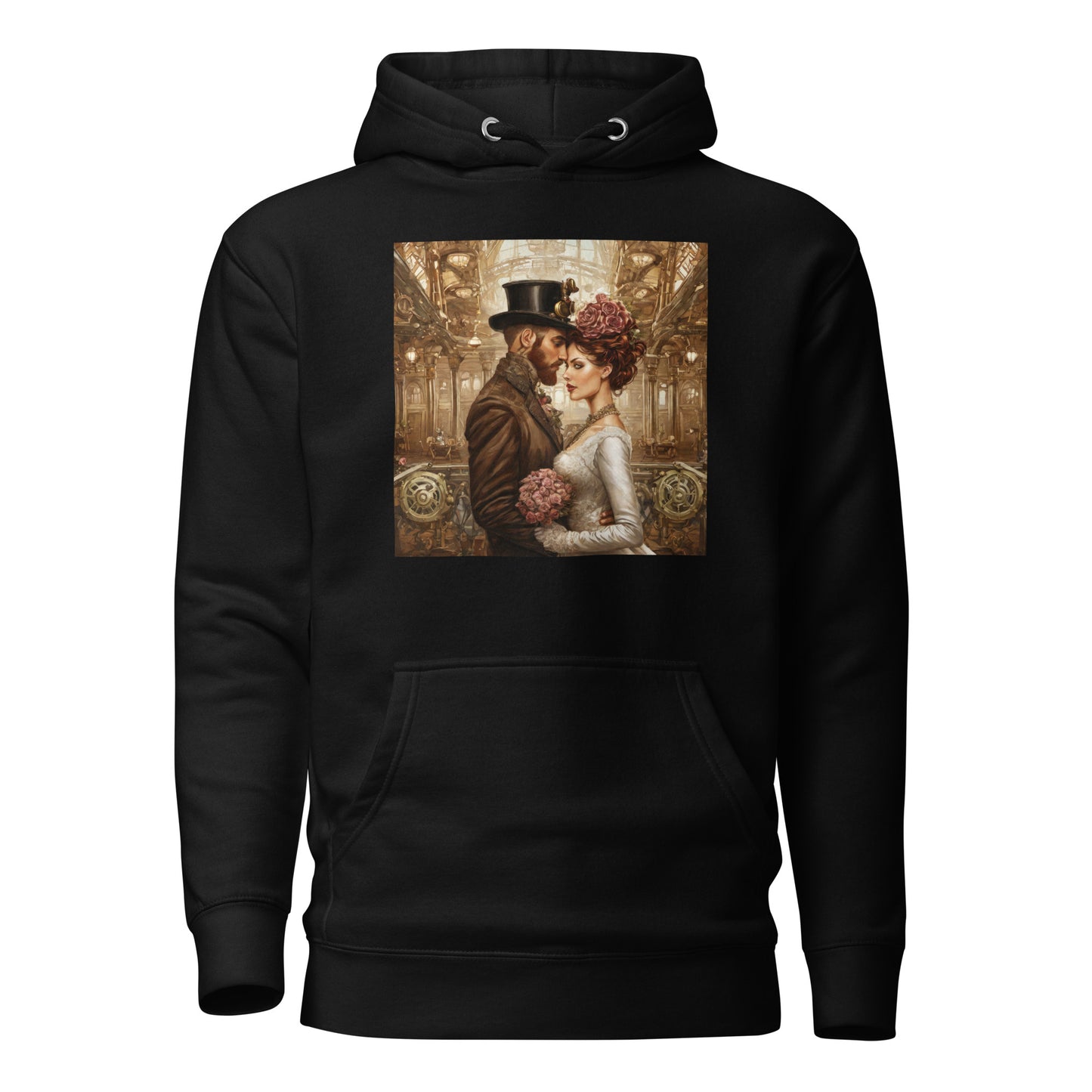 Gears & Lace Steampunk Wedding Men's Hoodie Black