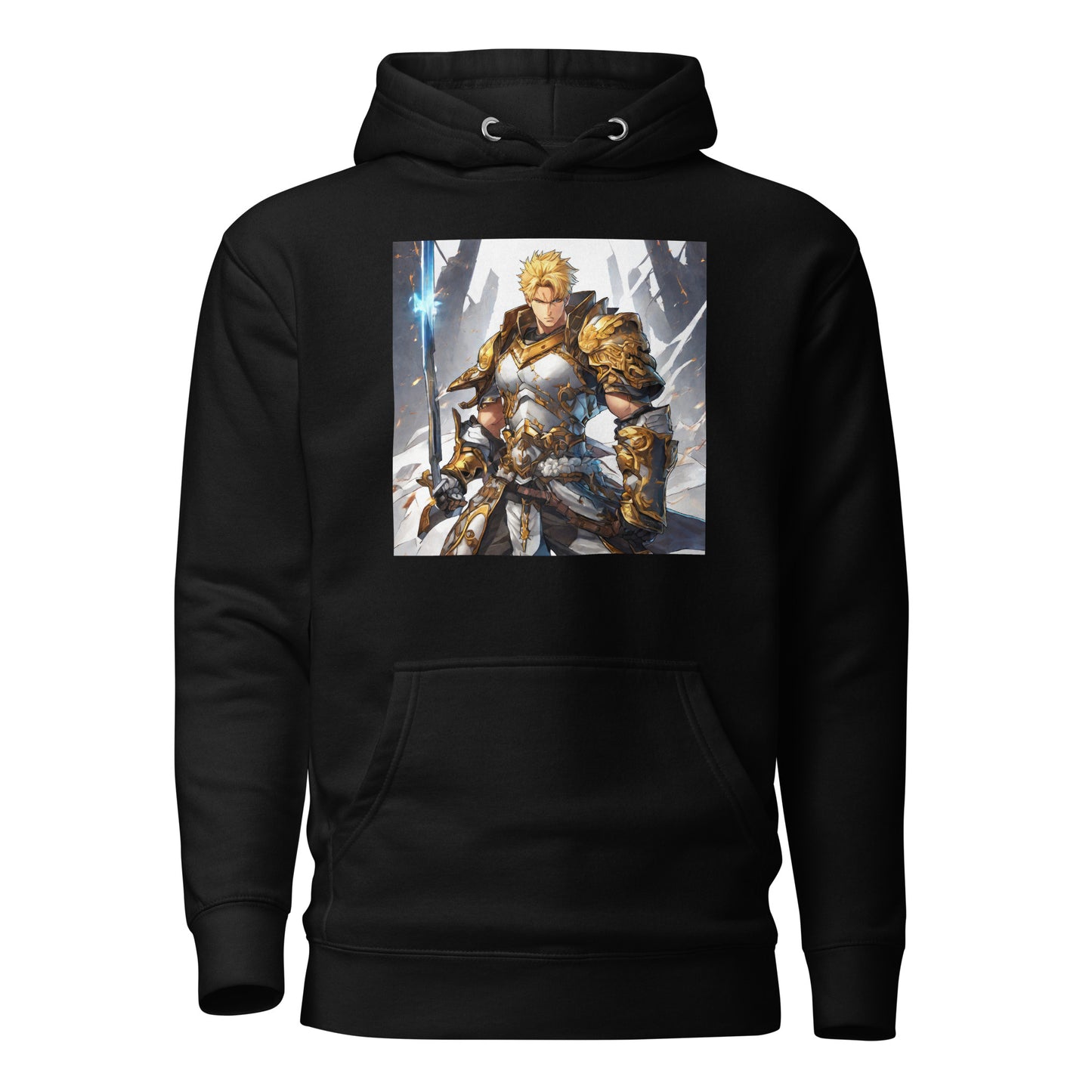 Gold-Clad Champion Men's Anime Hoodie Black