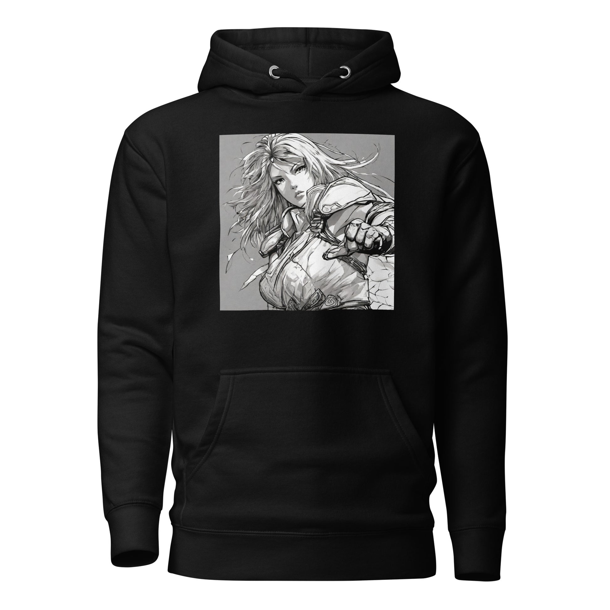 Fearless Swordmaiden Men's Anime Hoodie Black