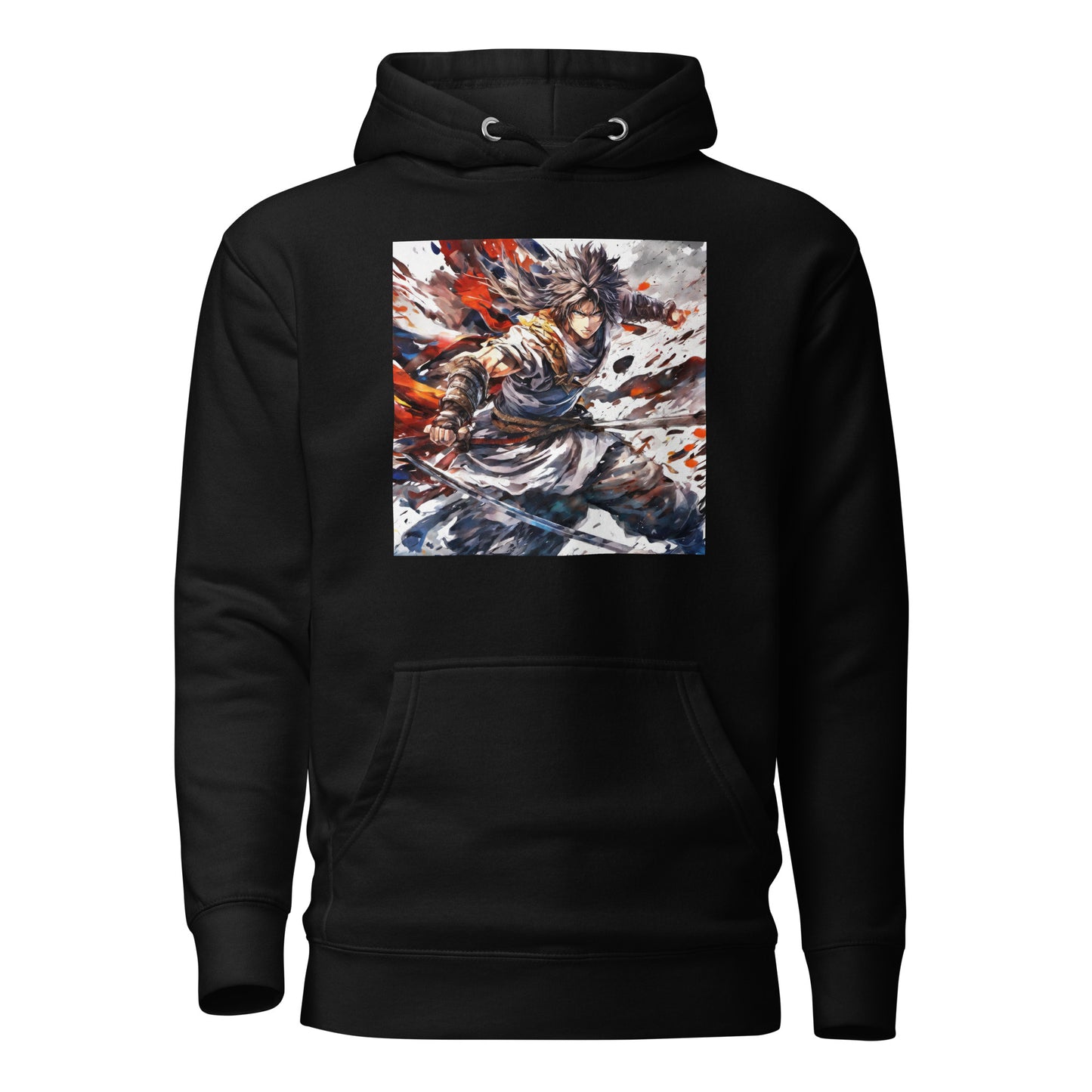 Mid Battle Action Men's Anime Hoodie Black