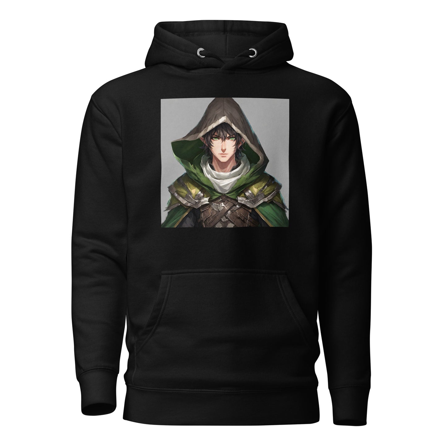 Elven Guardian Men's Anime Hoodie Black