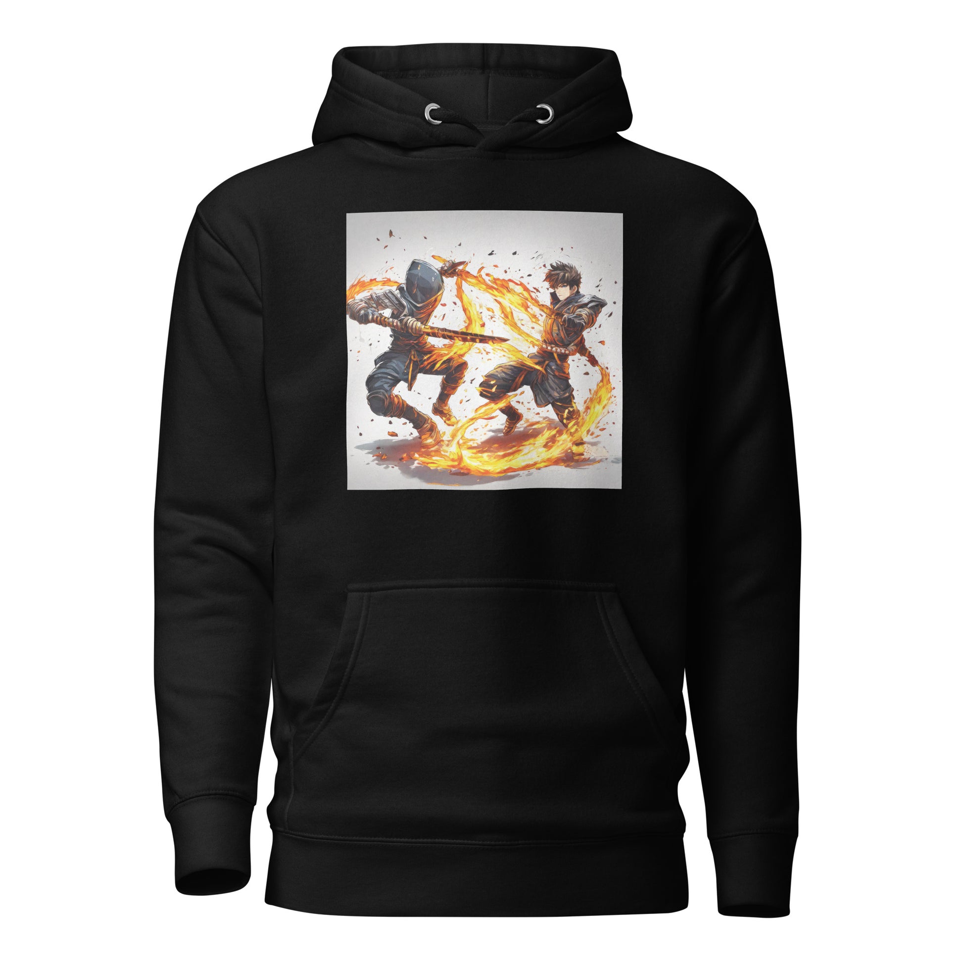 Fire-Dancing Duel Men's Anime Hoodie Black