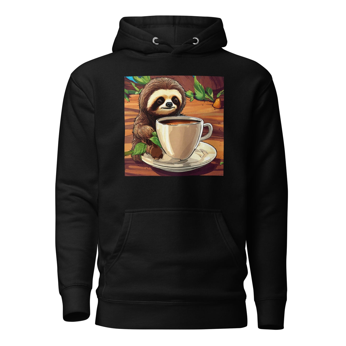 Slow Morning Men's Funny Sloth Hoodie Black