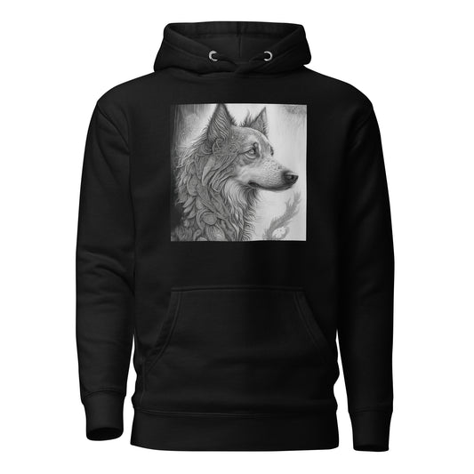 Serene Wolf Men's Graphic Hoodie Black