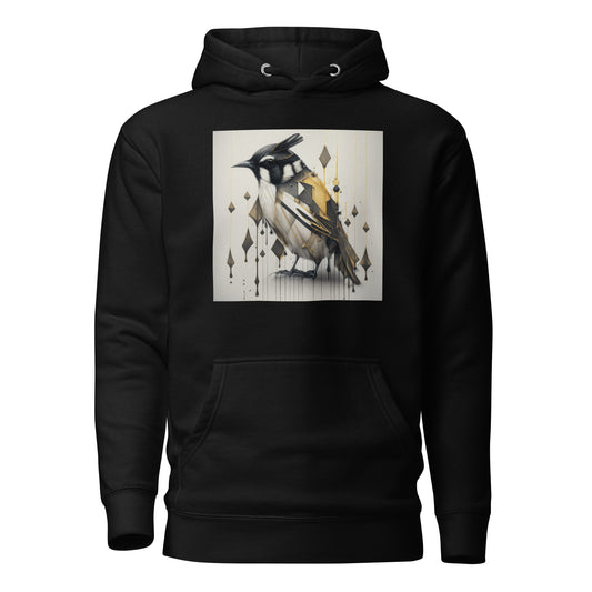 Geometric Chickadee Bird Men's Graphic Hoodie Black