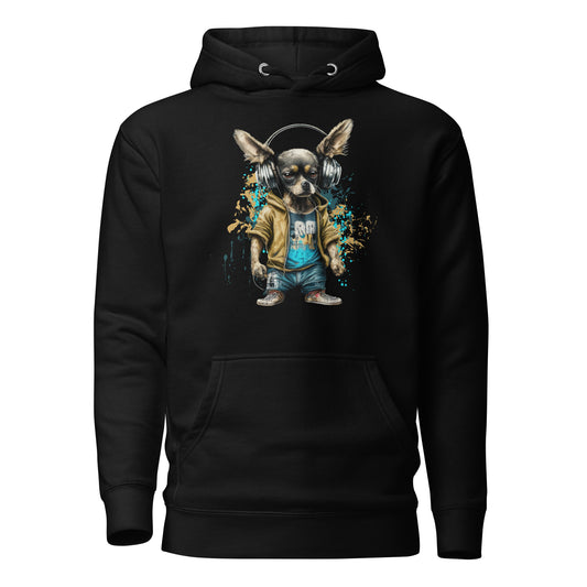 Cool Beats Chihuahua Men's Animal Hoodie Black