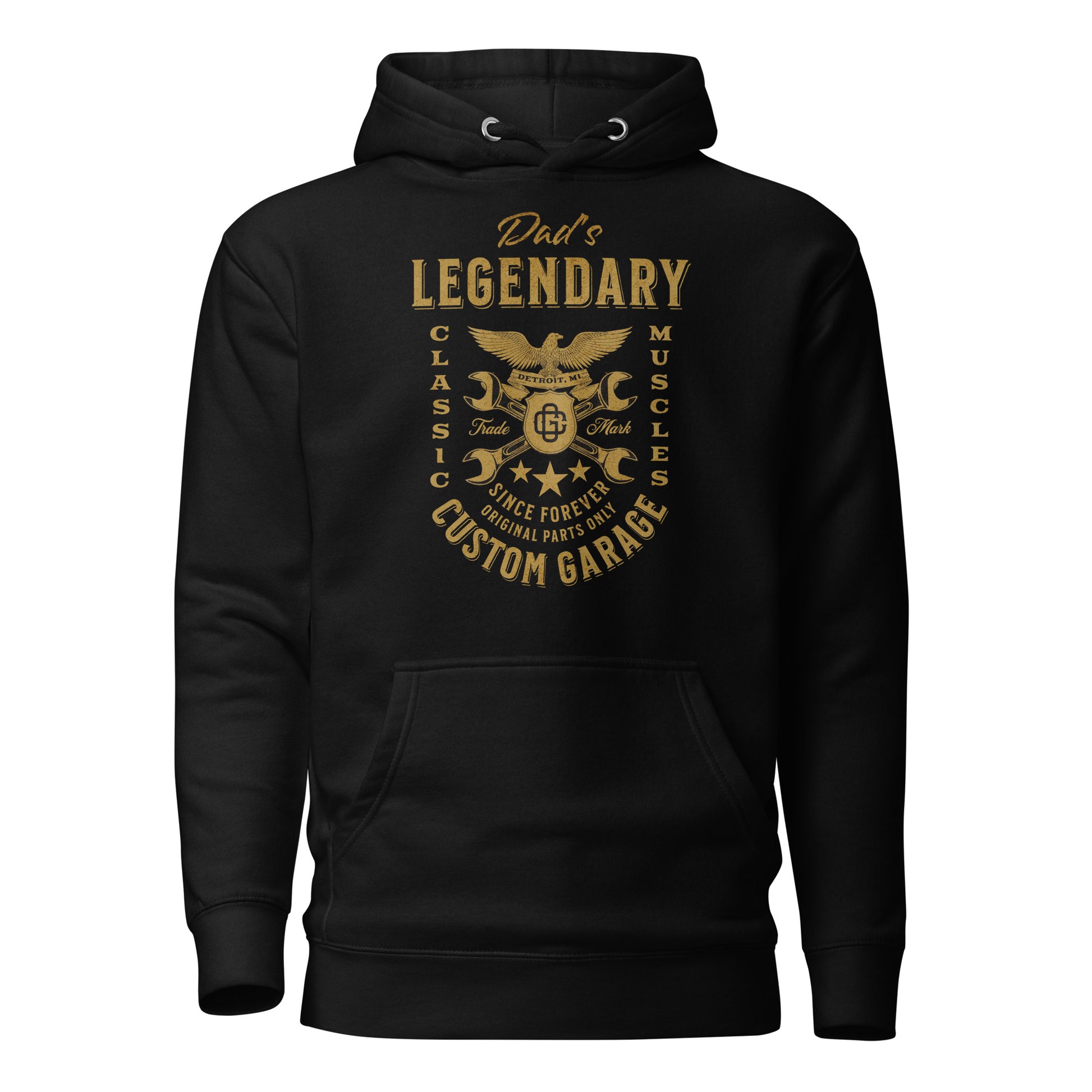 Dad's Legendary Custom Garage Hoodie Gift for Dad Black