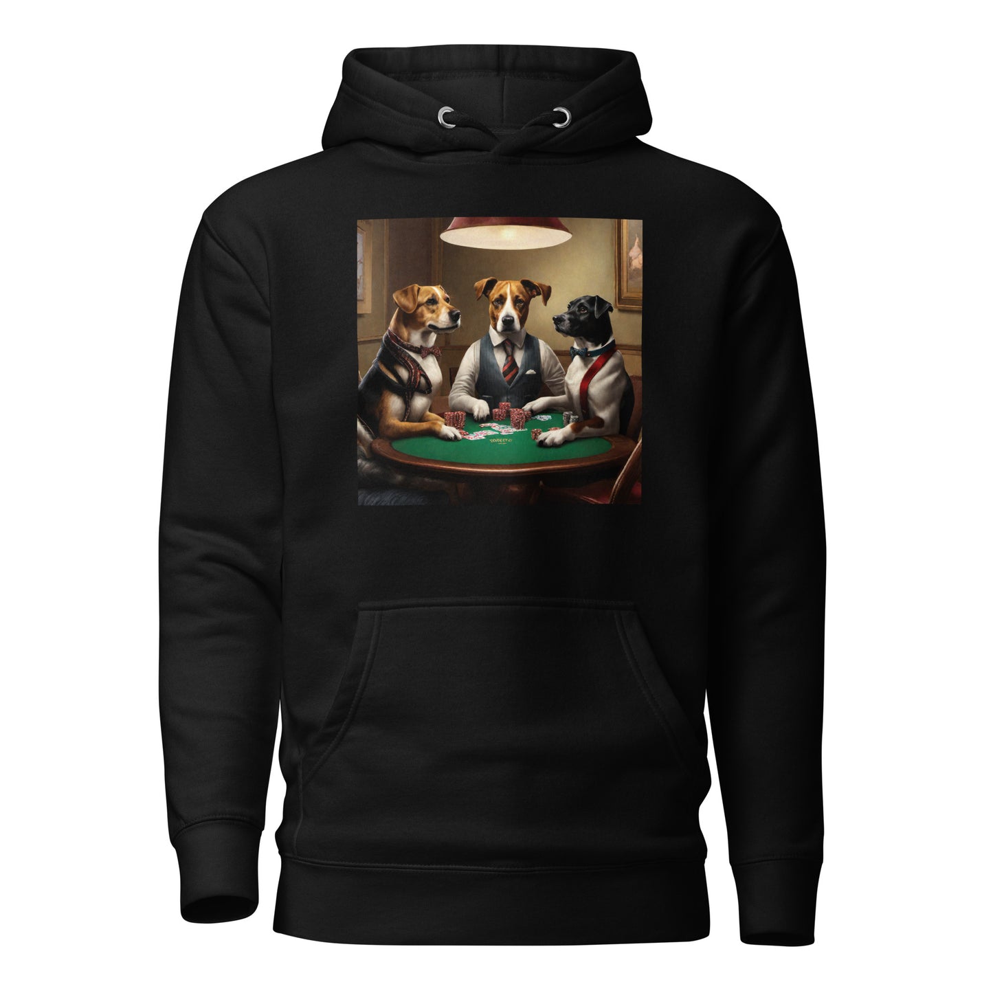 Poker Playing Pooches Men's Funny Hoodie Black