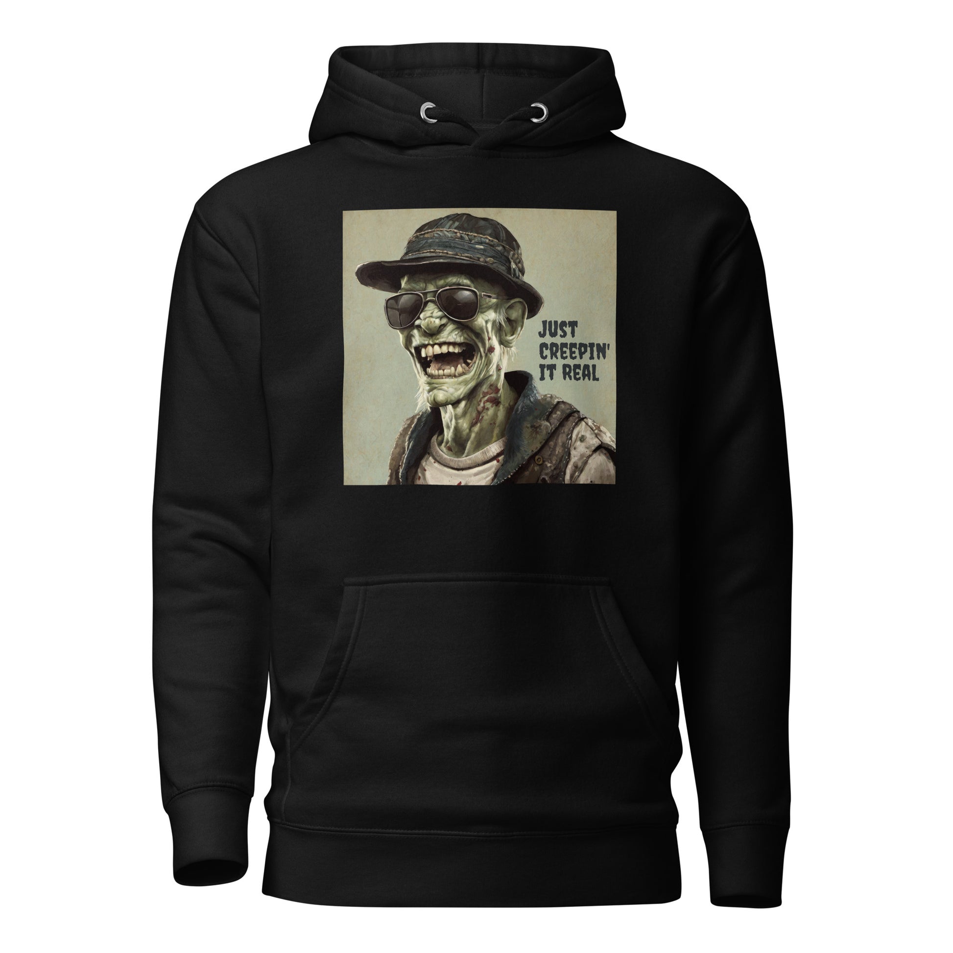 Just Creepin' It Real Men's Zombie Hoodie for Halloween Black