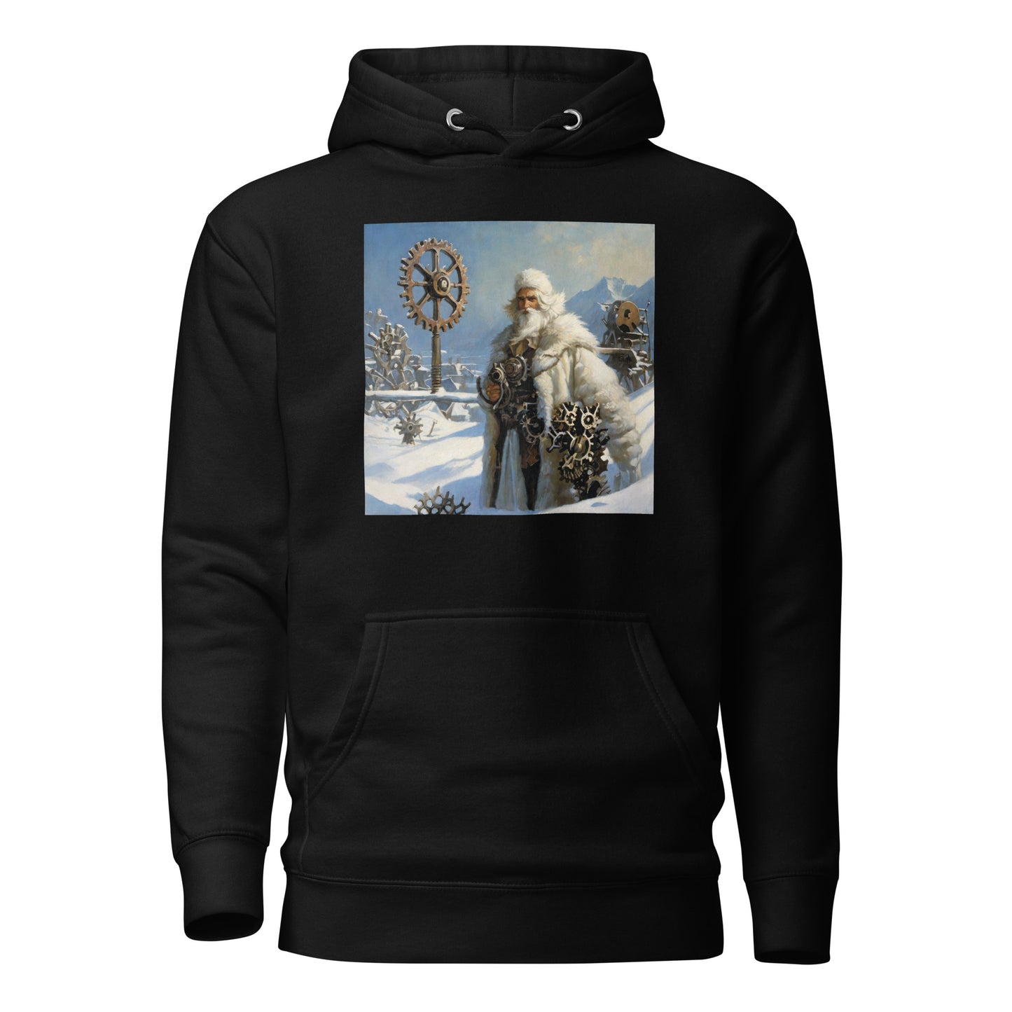 Frosty St Nick Santa Winter Christmas Hoodie for Men Black