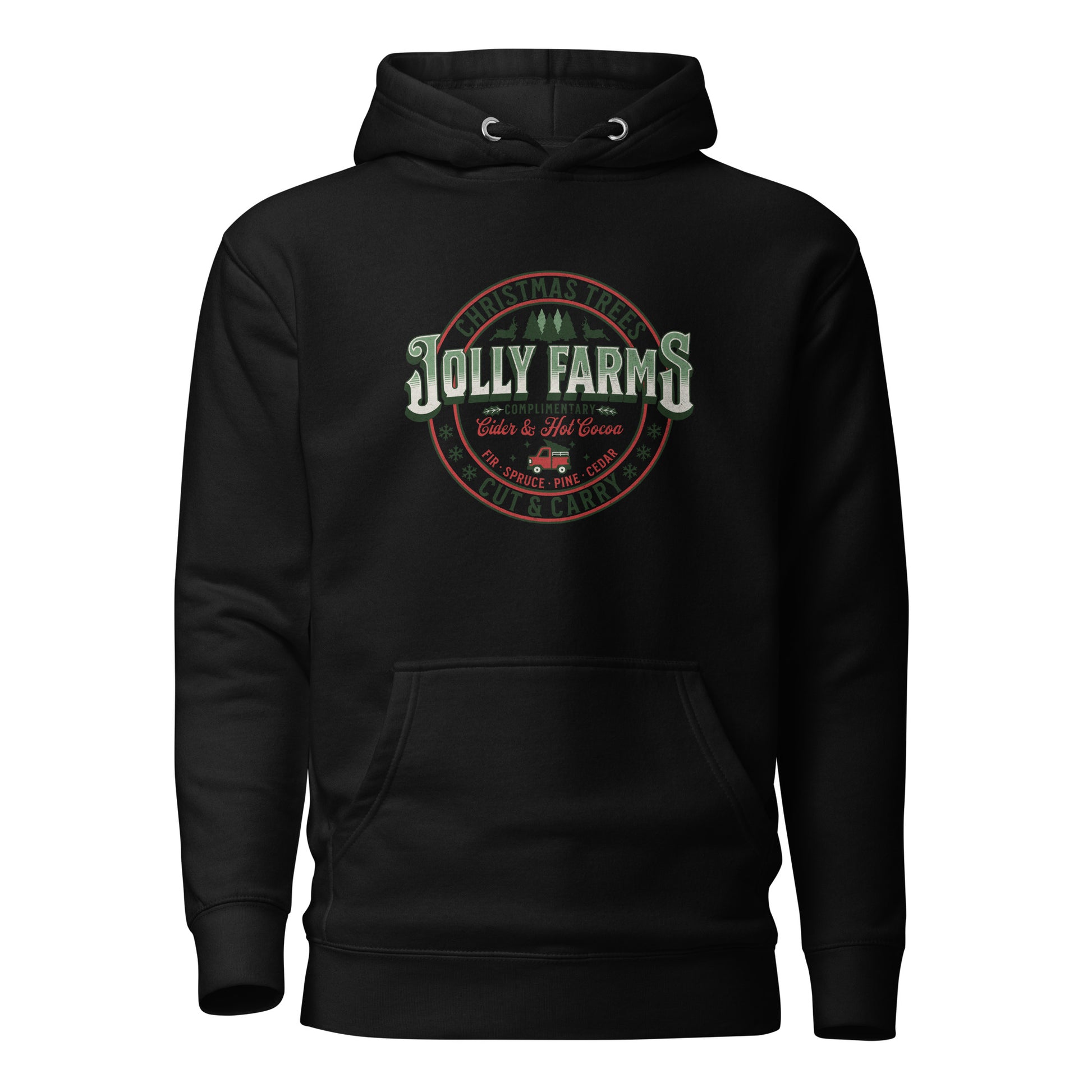 Jolly Farms Christmas Trees Men's Holiday Hoodie Black