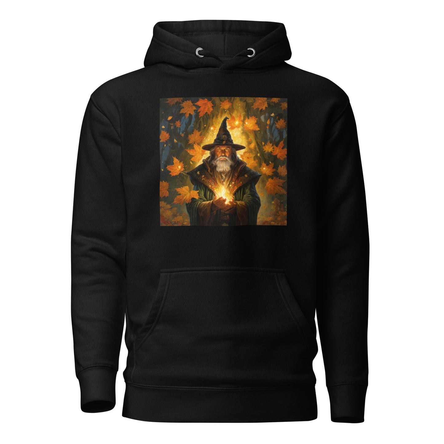 Autumn Wizard Making Fall Leaves Men's Graphic Hoodie Black