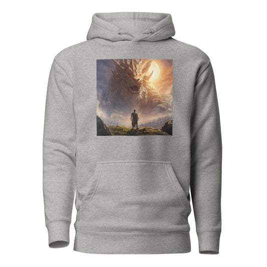 Small Warrior Facing a Giant Beast Men's Hoodie Carbon Grey