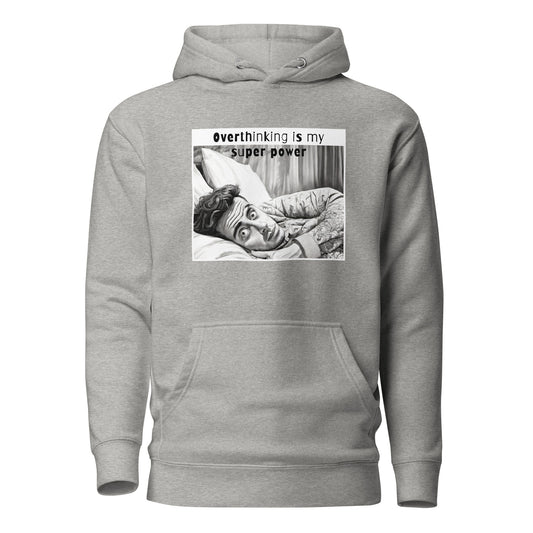 Overthinking Insomniac Men's Funny Hoodie Carbon Grey