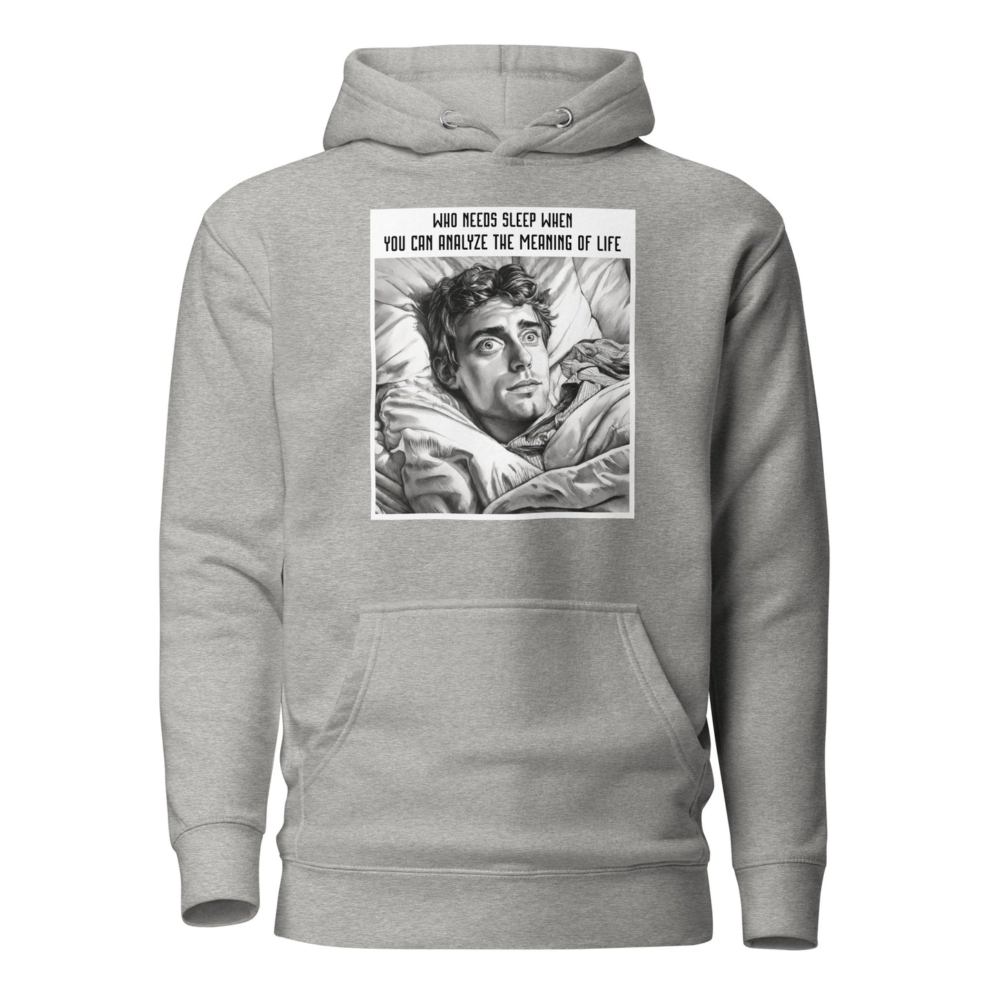 Late Night Analyzing Men's Funny Hoodie Carbon Grey