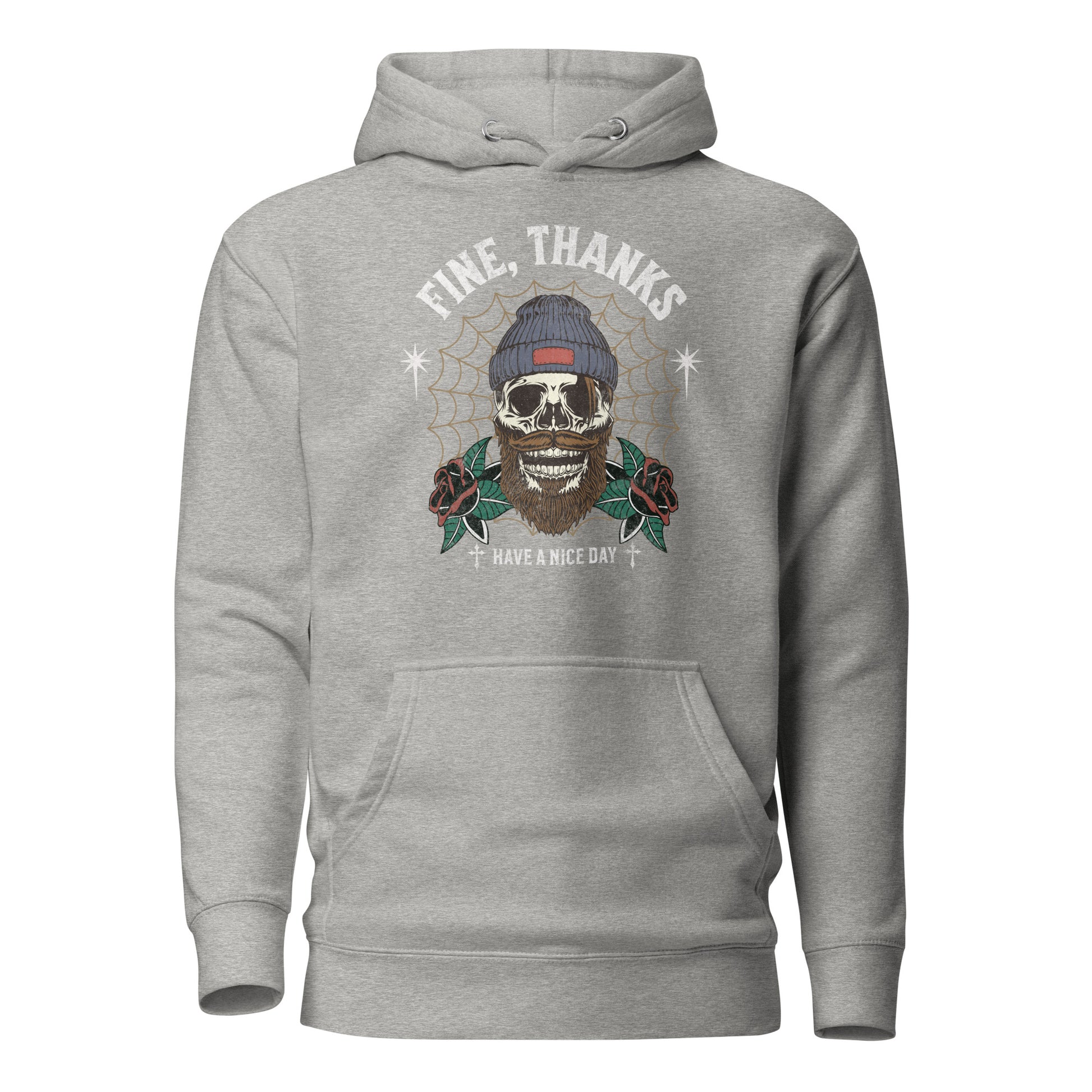 Fine Thanks Skull Men's Funny Hoodie Carbon Grey