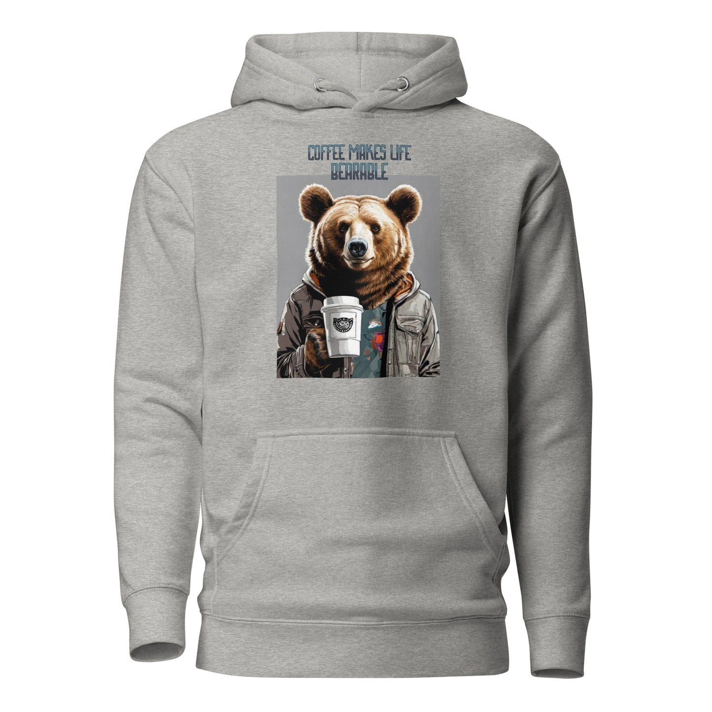 Coffee Makes Life Bearable Men's Funny Hoodie Carbon Grey