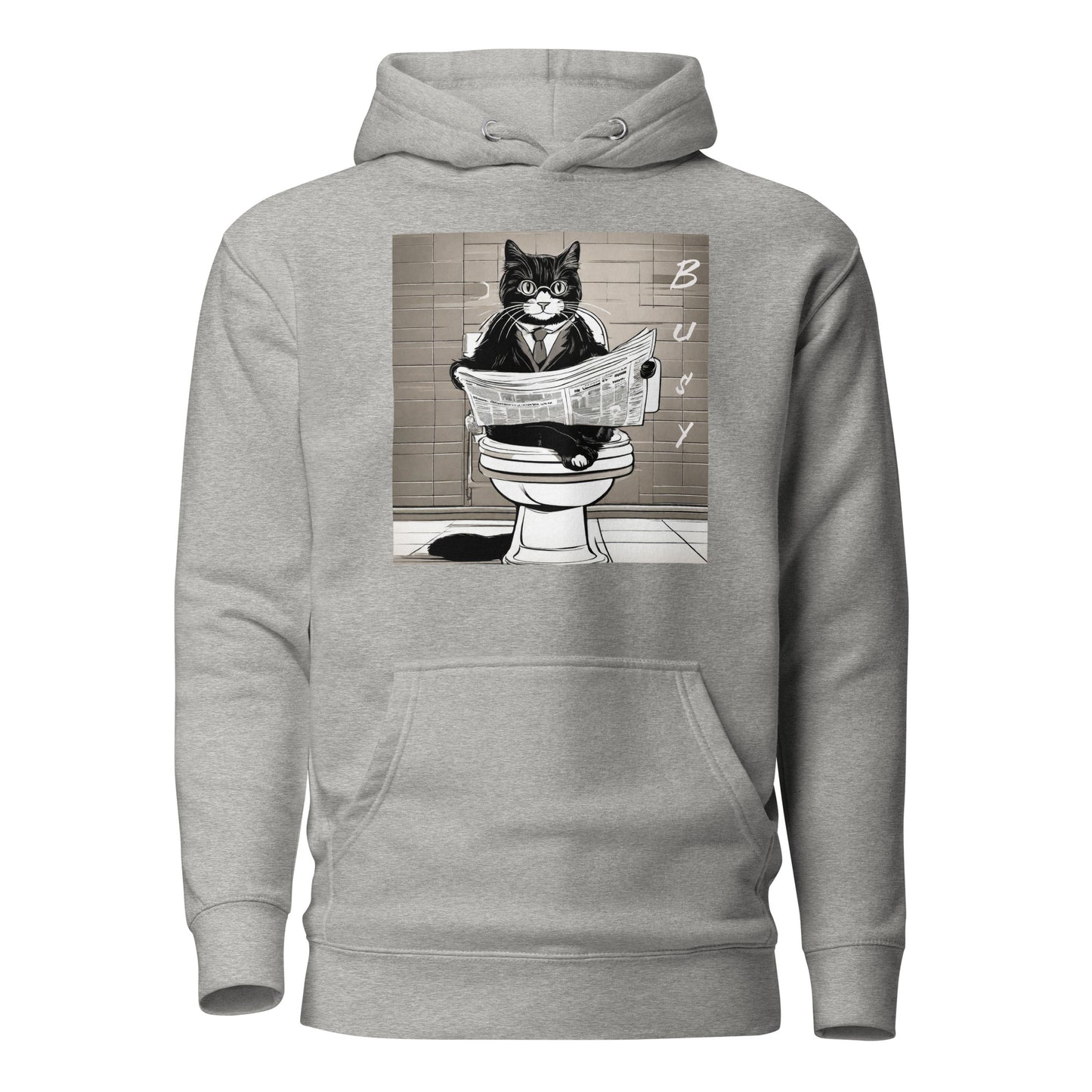 Busy Cat Men's Funny Hoodie Carbon Grey