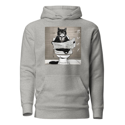 Busy Cat Men's Funny Hoodie Carbon Grey