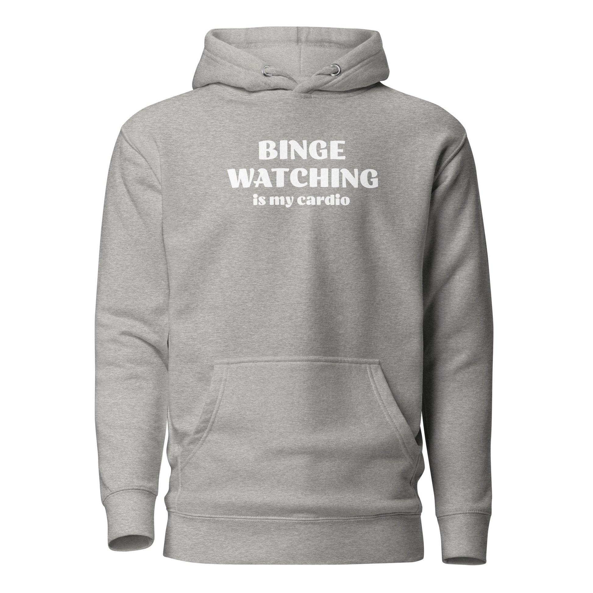 Binge Watching is my Cardio Men's Funny Hoodie Carbon Grey