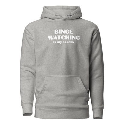 Binge Watching is my Cardio Men's Funny Hoodie Carbon Grey