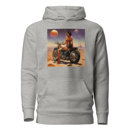 Biker Babe in Space Men's Sci-Fi Hoodie Carbon Grey