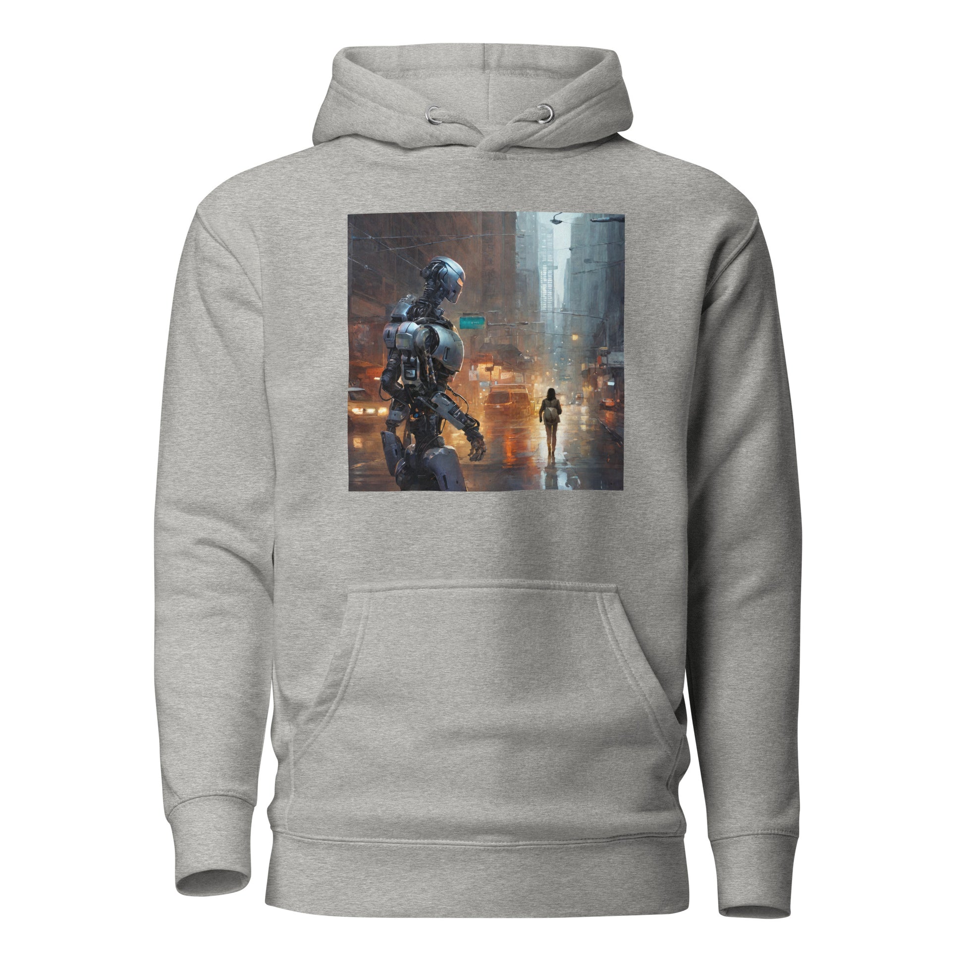 Cyborg in the City Men's Sci-Fi Hoodie Carbon Grey