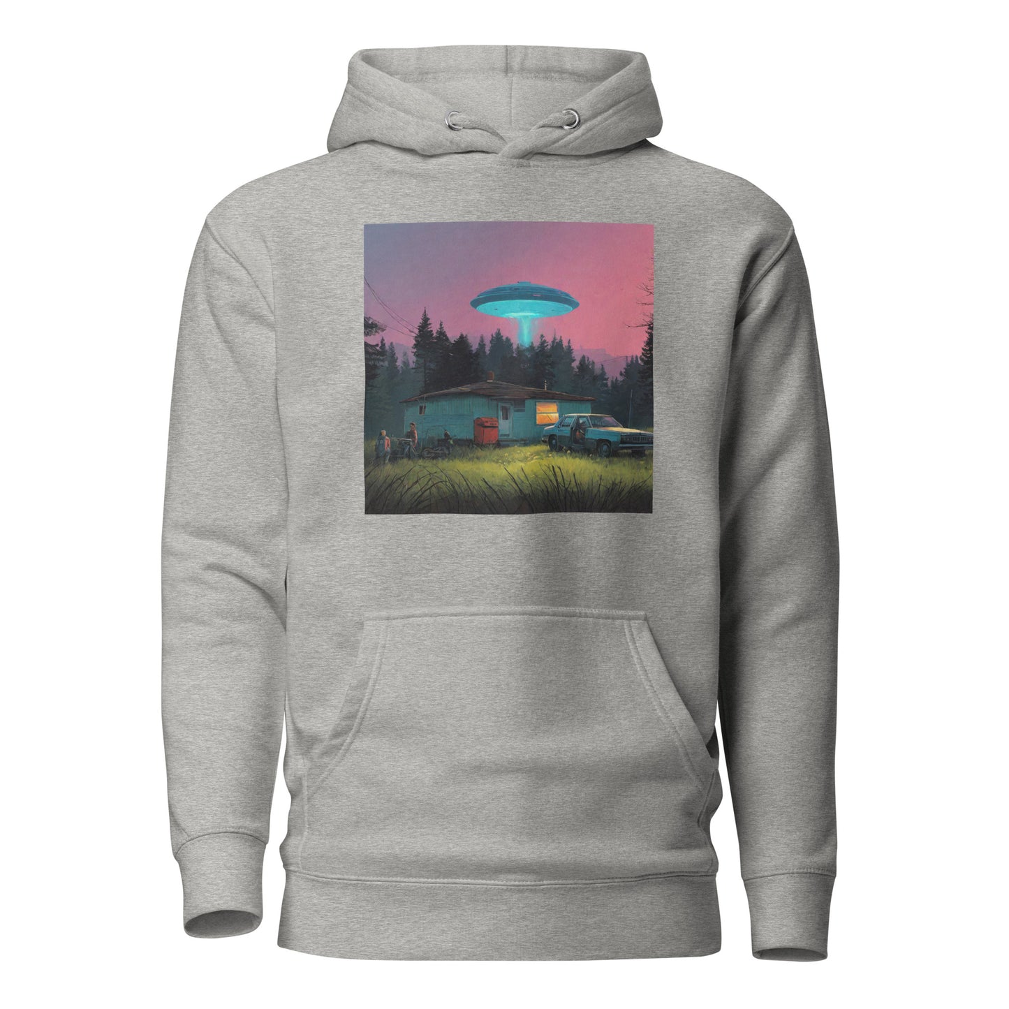 Backwoods Alien Abduction Men's Graphic Hoodie Carbon Grey