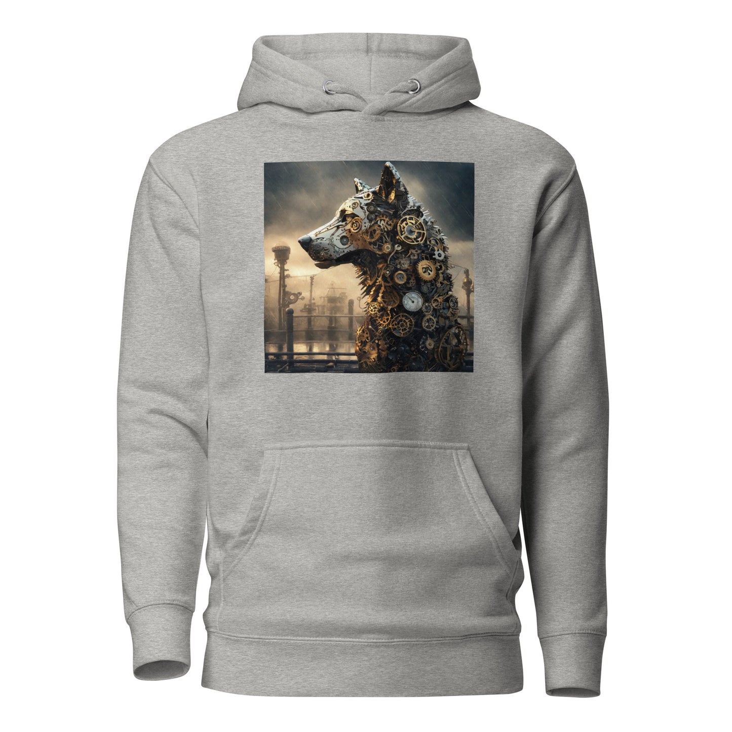 Clockwork Canine Men's Steampunk Hoodie Carbon Grey