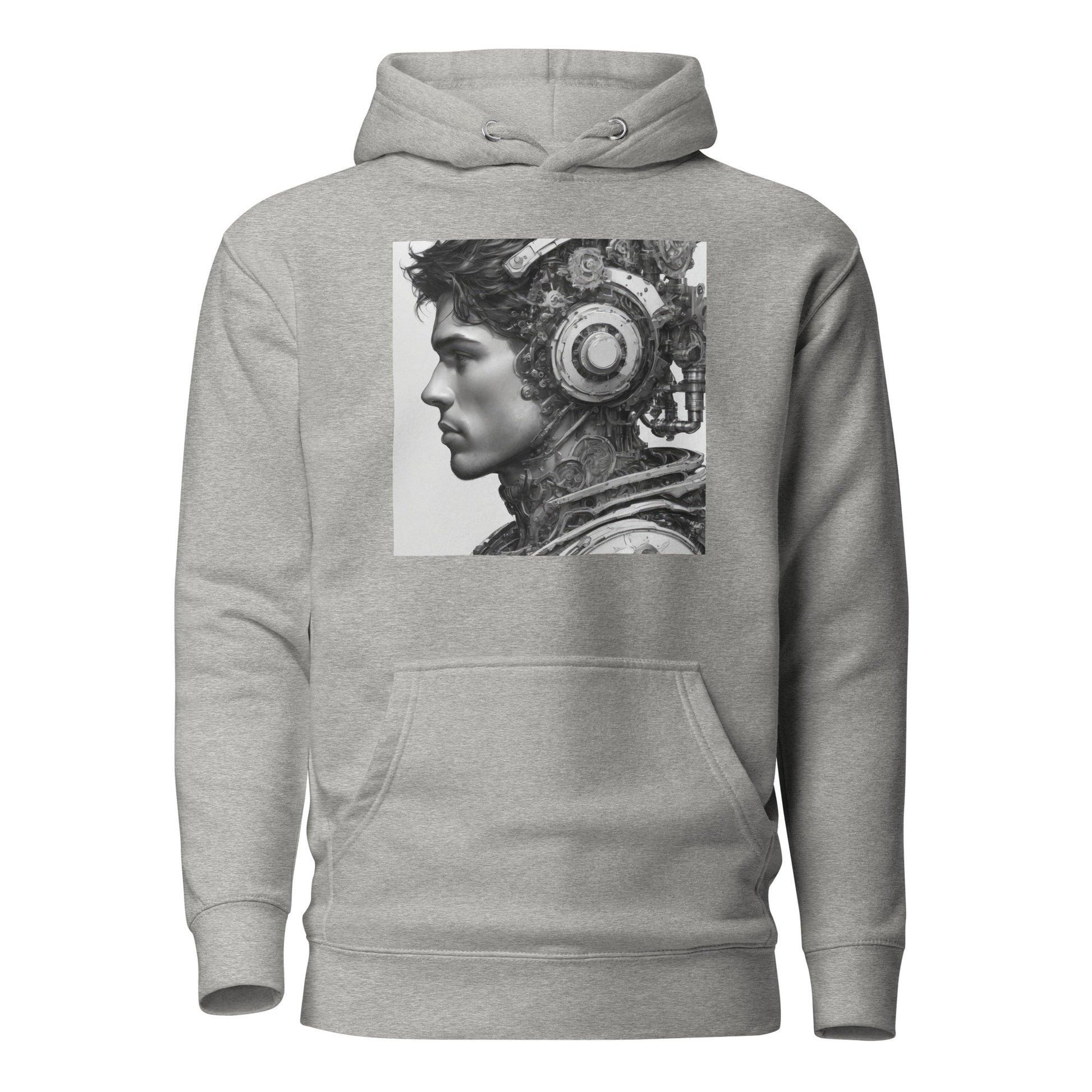 Bio-Mechanical Man Men's Sci-Fi Hoodie Carbon Grey