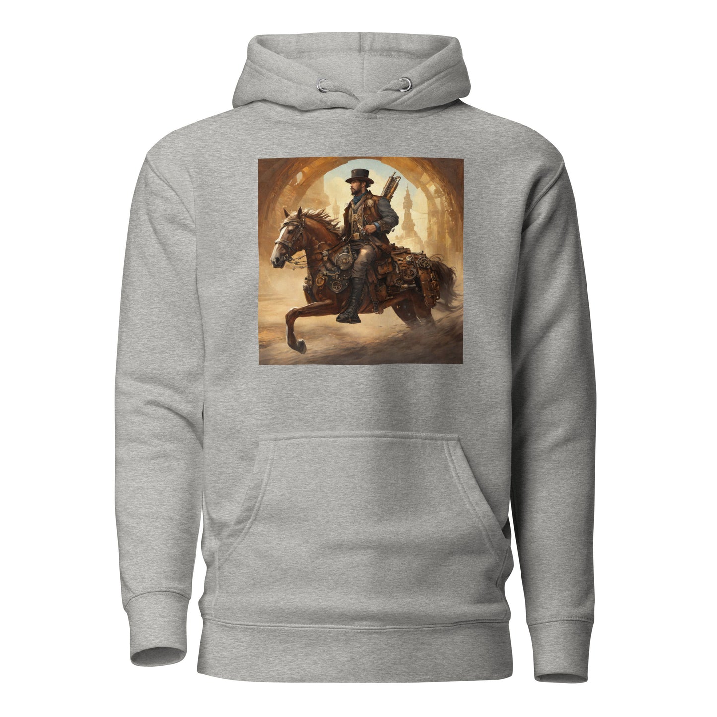 Geared Up Gunslinger Men's Steampunk Hoodie Carbon Grey