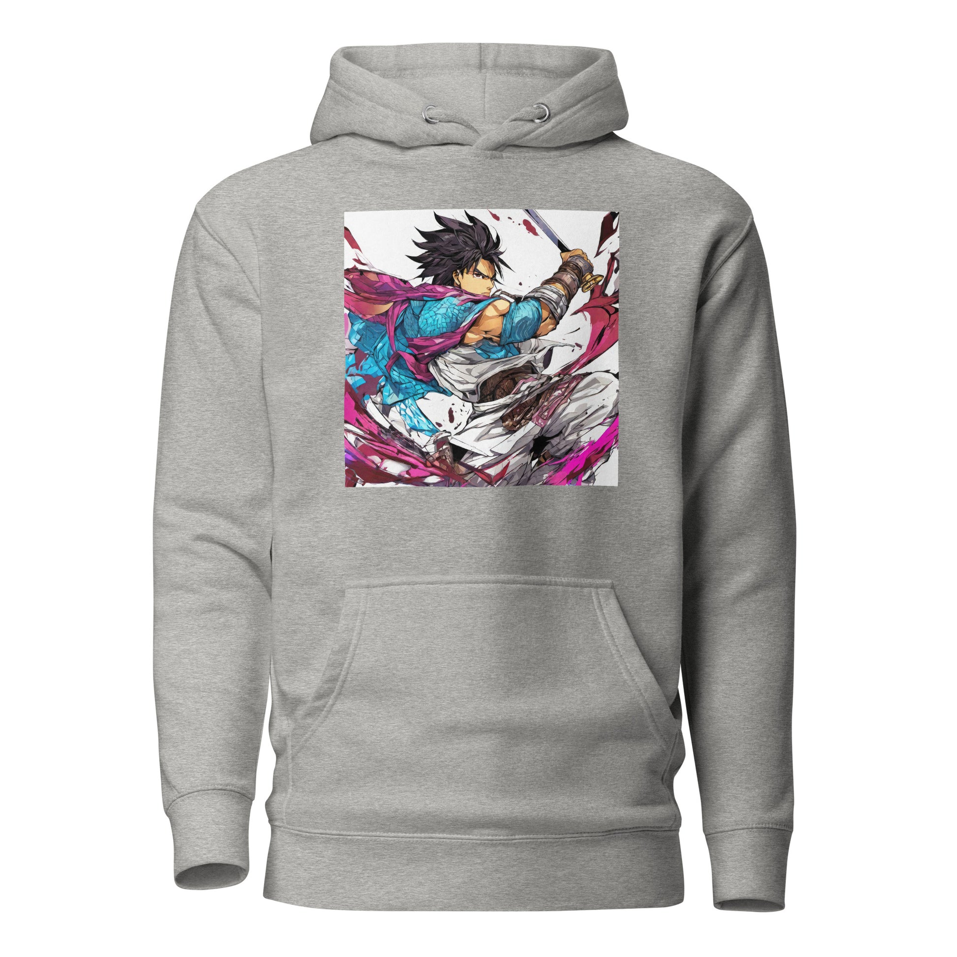 Mighty Fighter Men's Anime Hoodie Carbon Grey