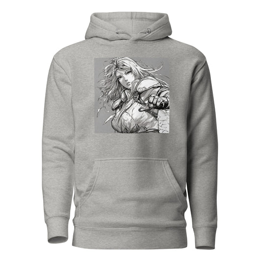 Fearless Swordmaiden Men's Anime Hoodie Carbon Grey