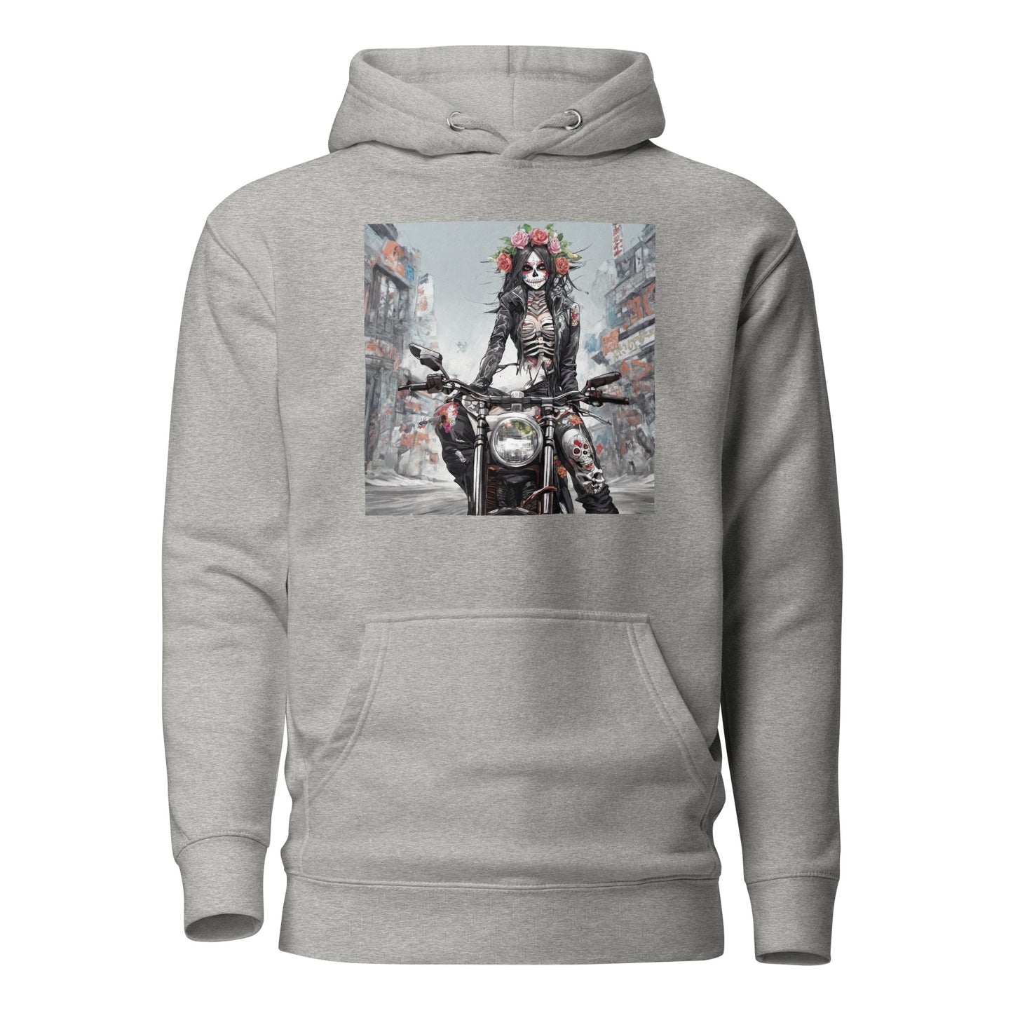 Day of the Dead Biker Men's Anime Hoodie Carbon Grey