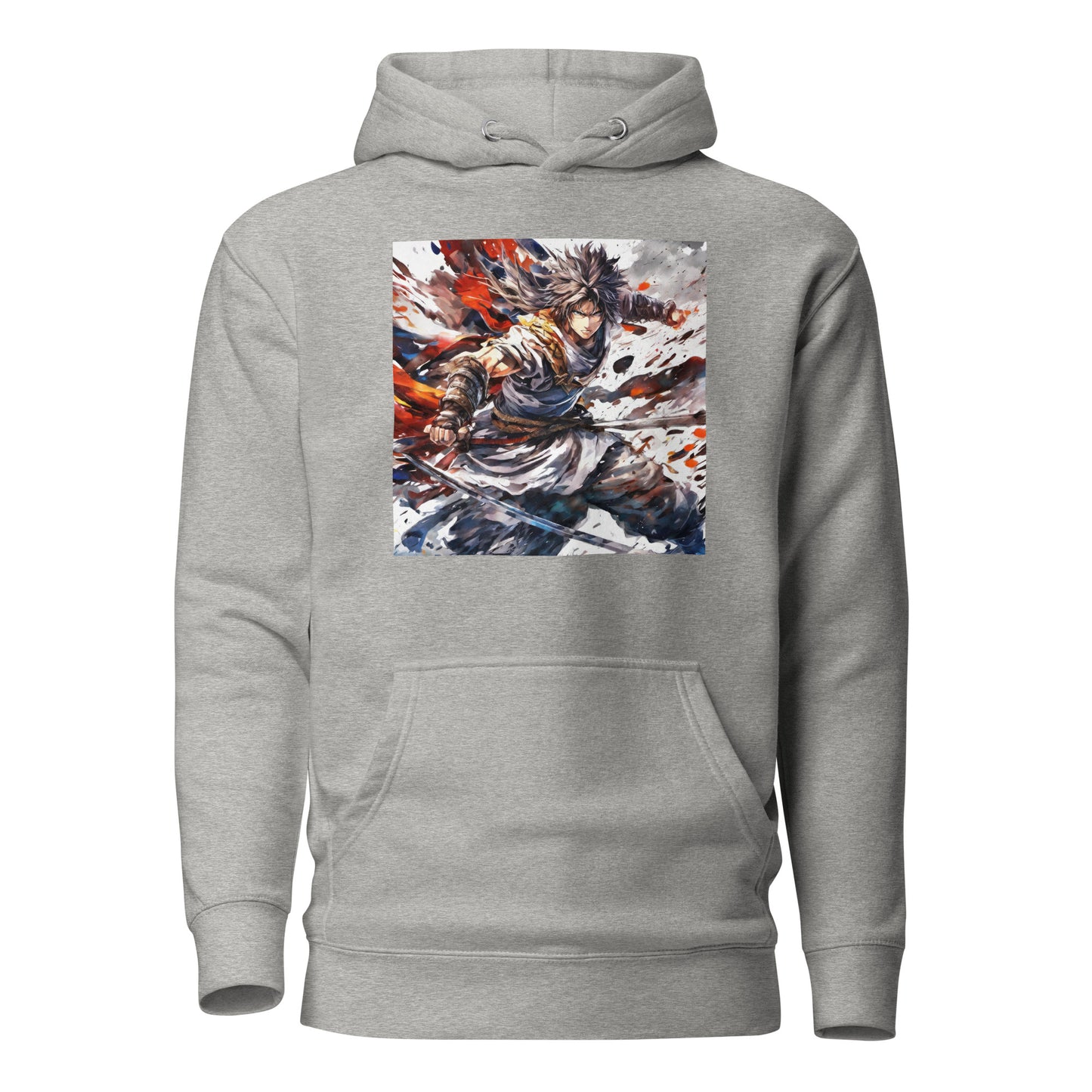 Mid Battle Action Men's Anime Hoodie Carbon Grey