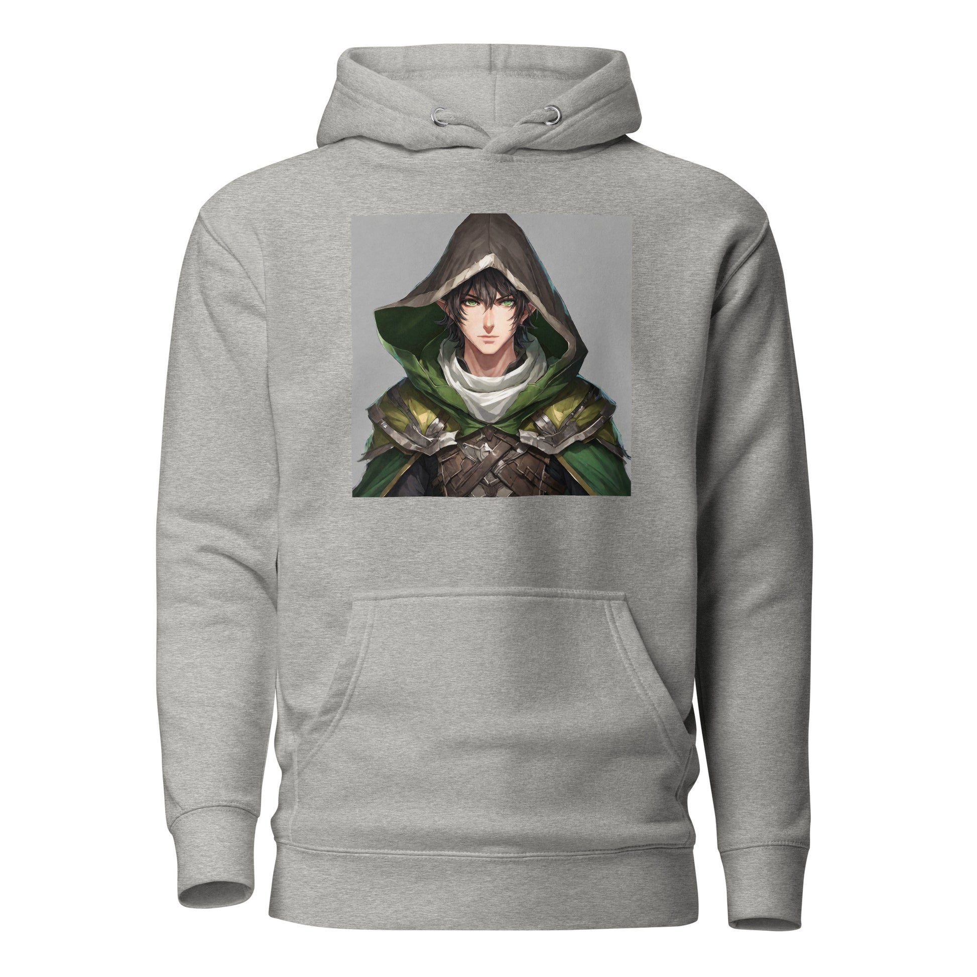 Elven Guardian Men's Anime Hoodie Carbon Grey