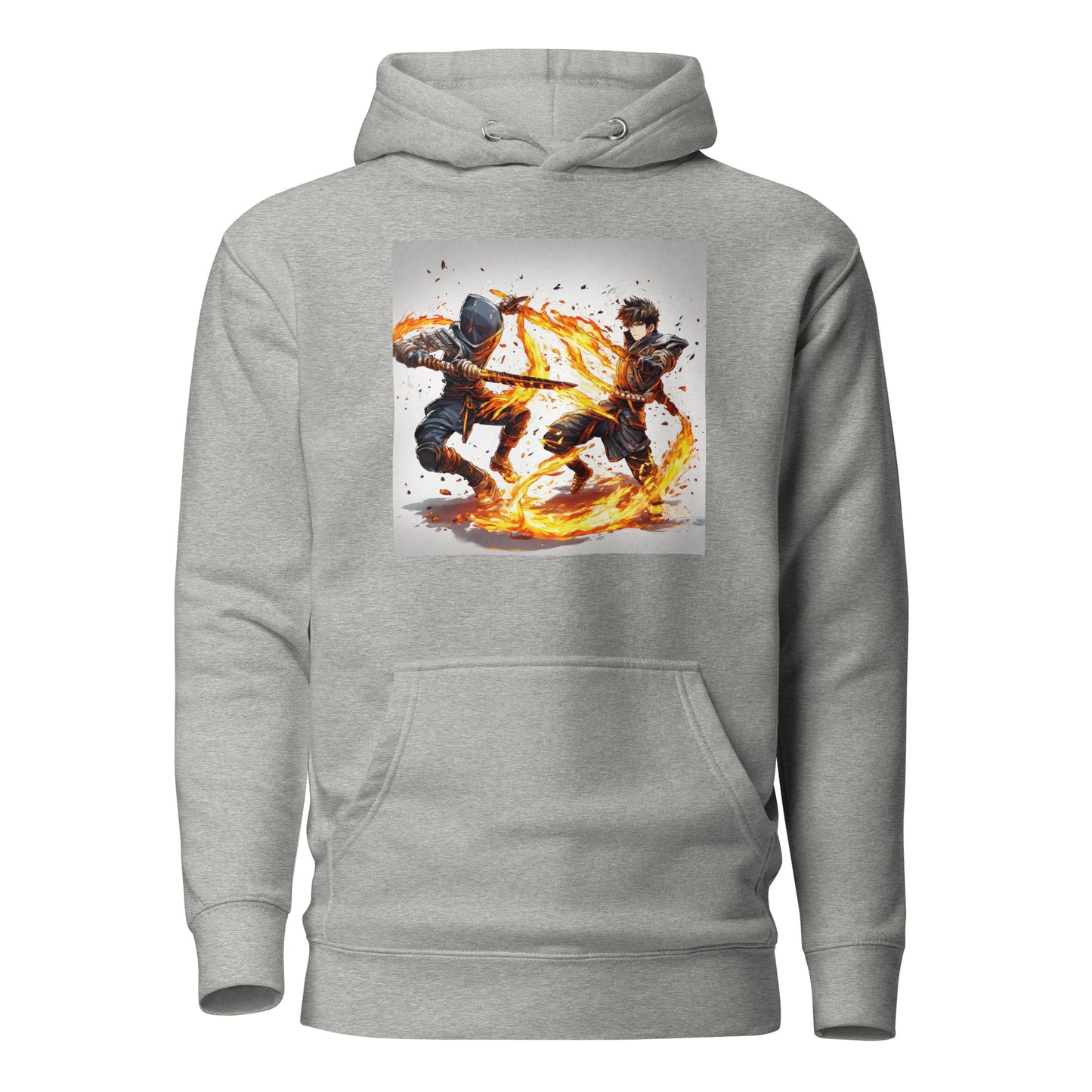 Fire-Dancing Duel Men's Anime Hoodie Carbon Grey