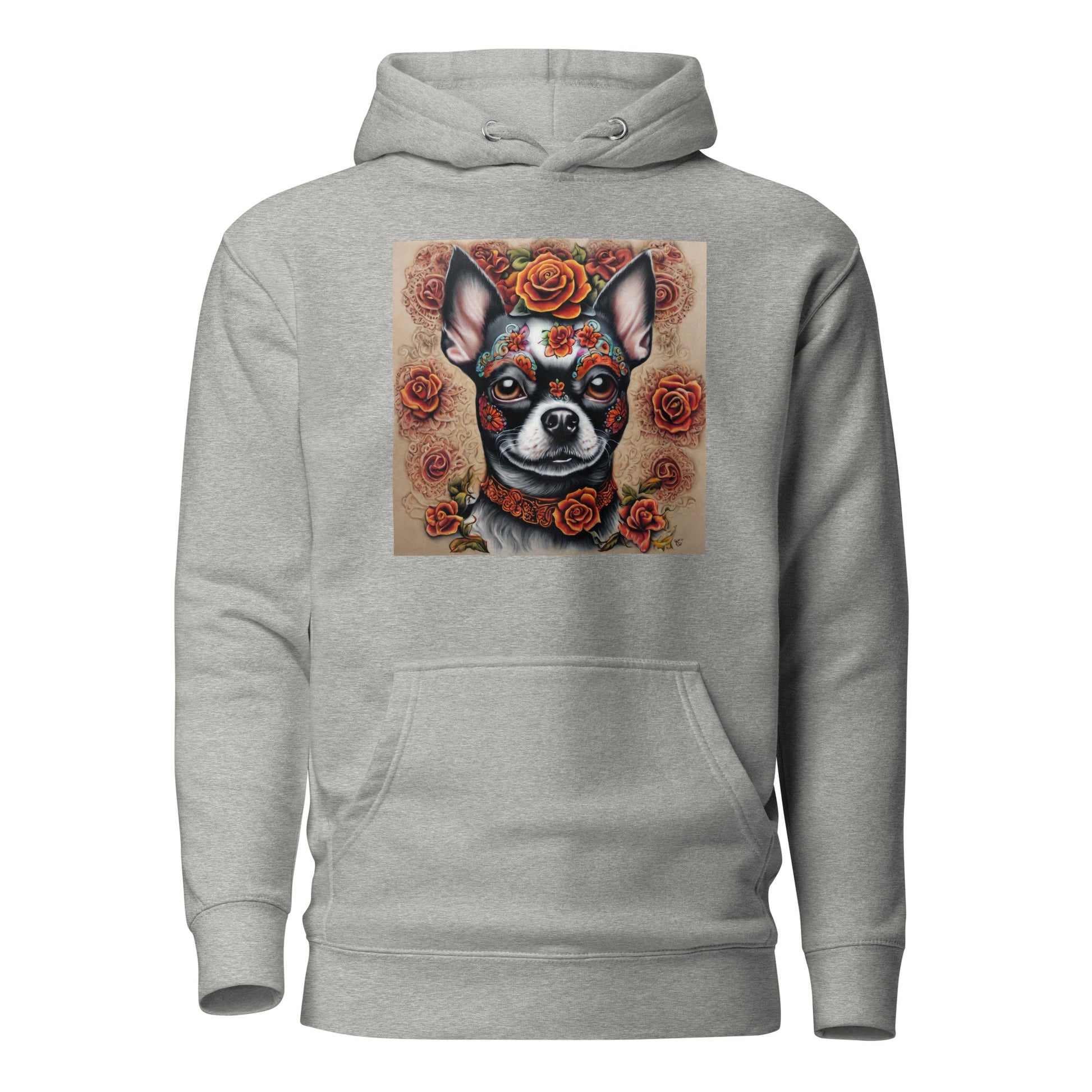 Day of the Dead Chihuahua Men's Dog Lover Hoodie Carbon Grey