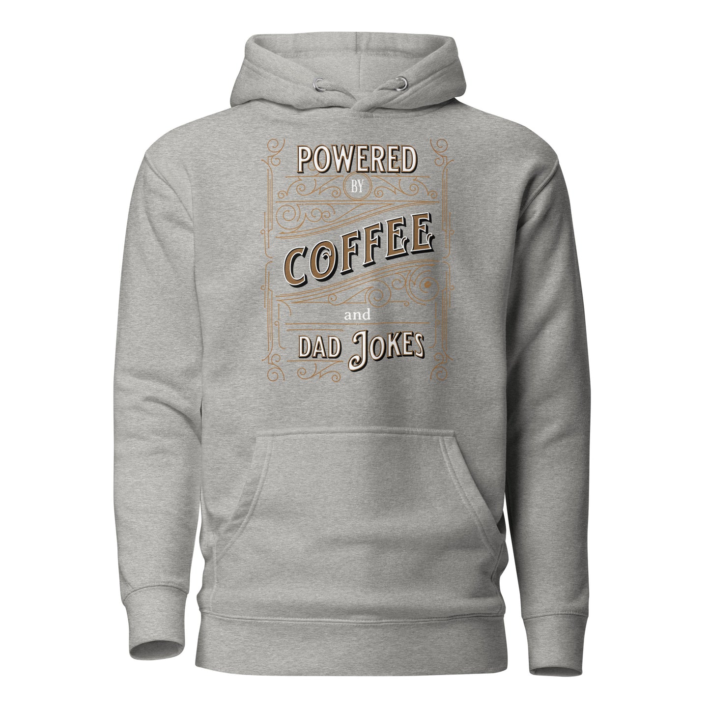 Powered by Coffee and Dad Jokes Hoodie Carbon Grey