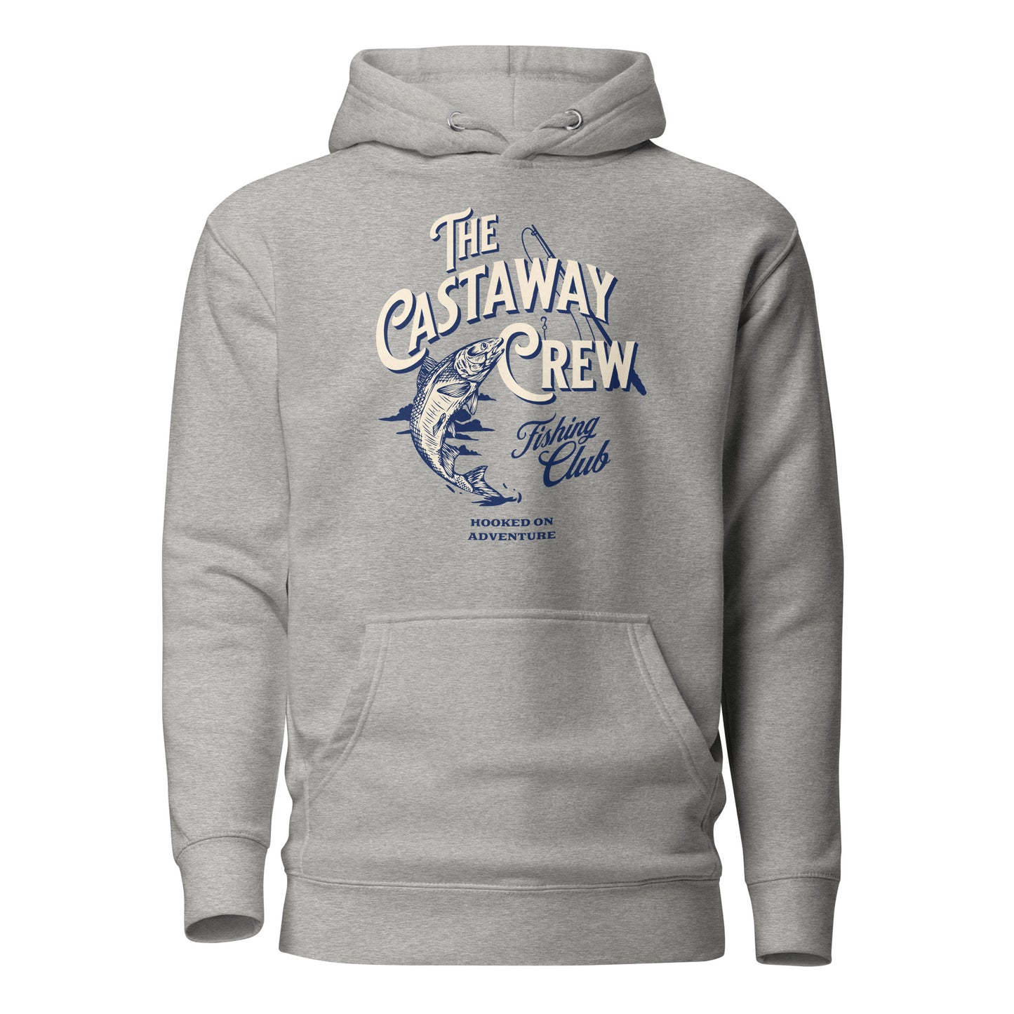 The Castaway Crew Fishing Club Hoodie for Dad Carbon Grey