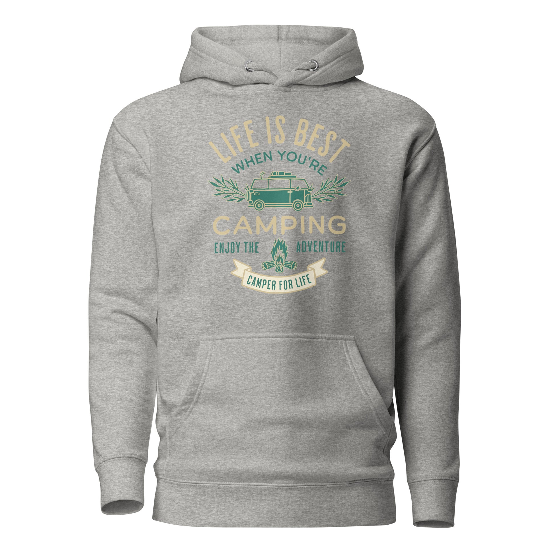 Life is Best When You're Camping Men's Outdoor Hoodie Carbon Grey