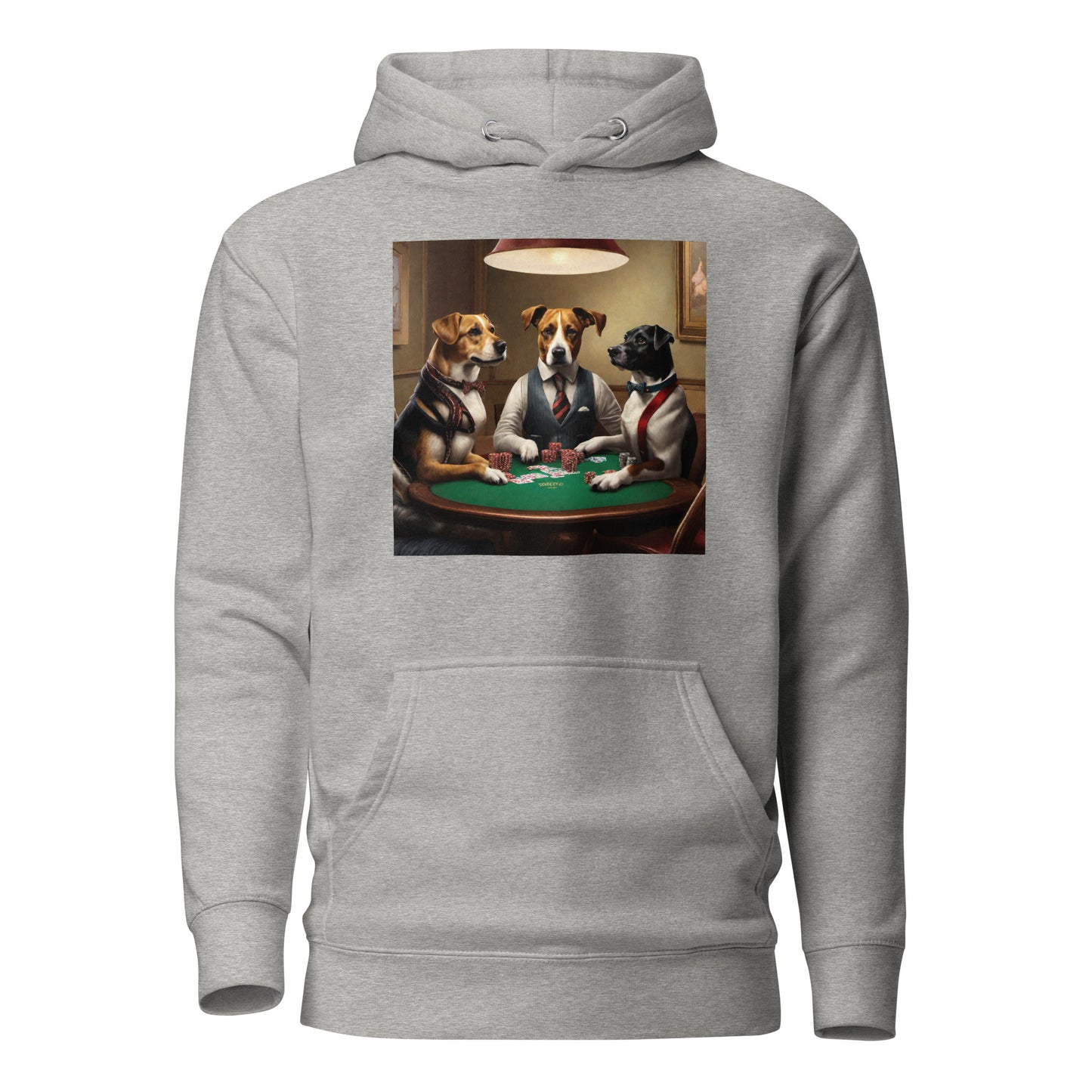 Poker Playing Pooches Men's Funny Hoodie Carbon Grey