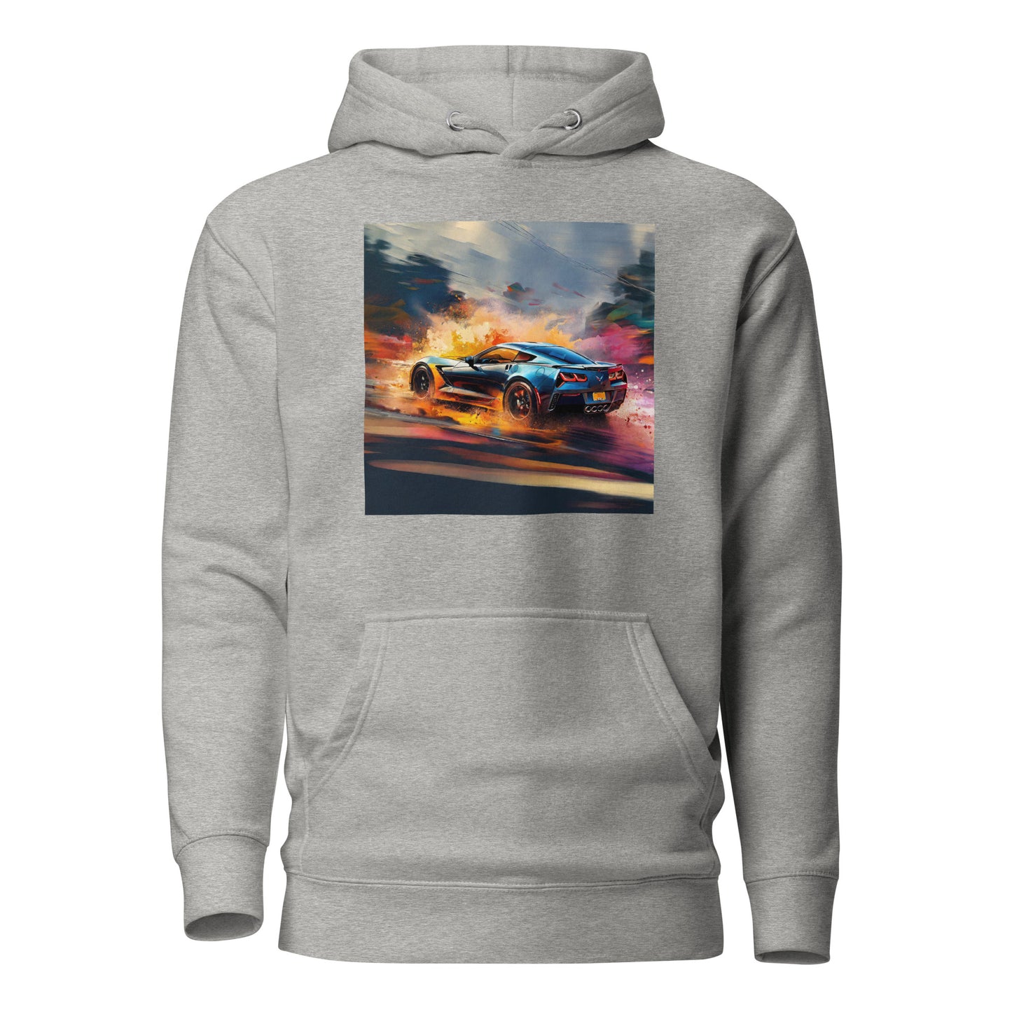 Colorful Corvette Men's Car Hoodie Carbon Grey