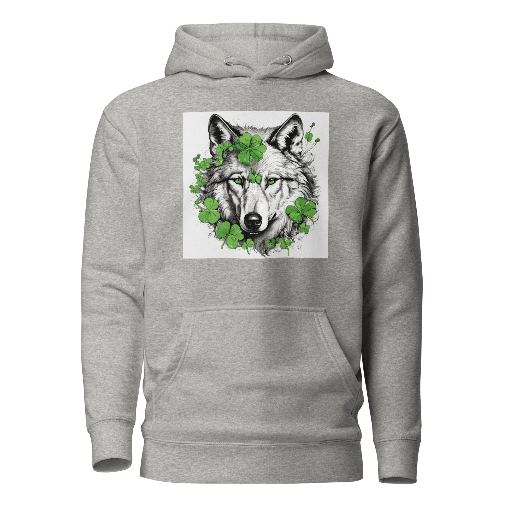 Wolf & Shamrock Lucky St Patrick's Day Men's Hoodie Carbon Grey