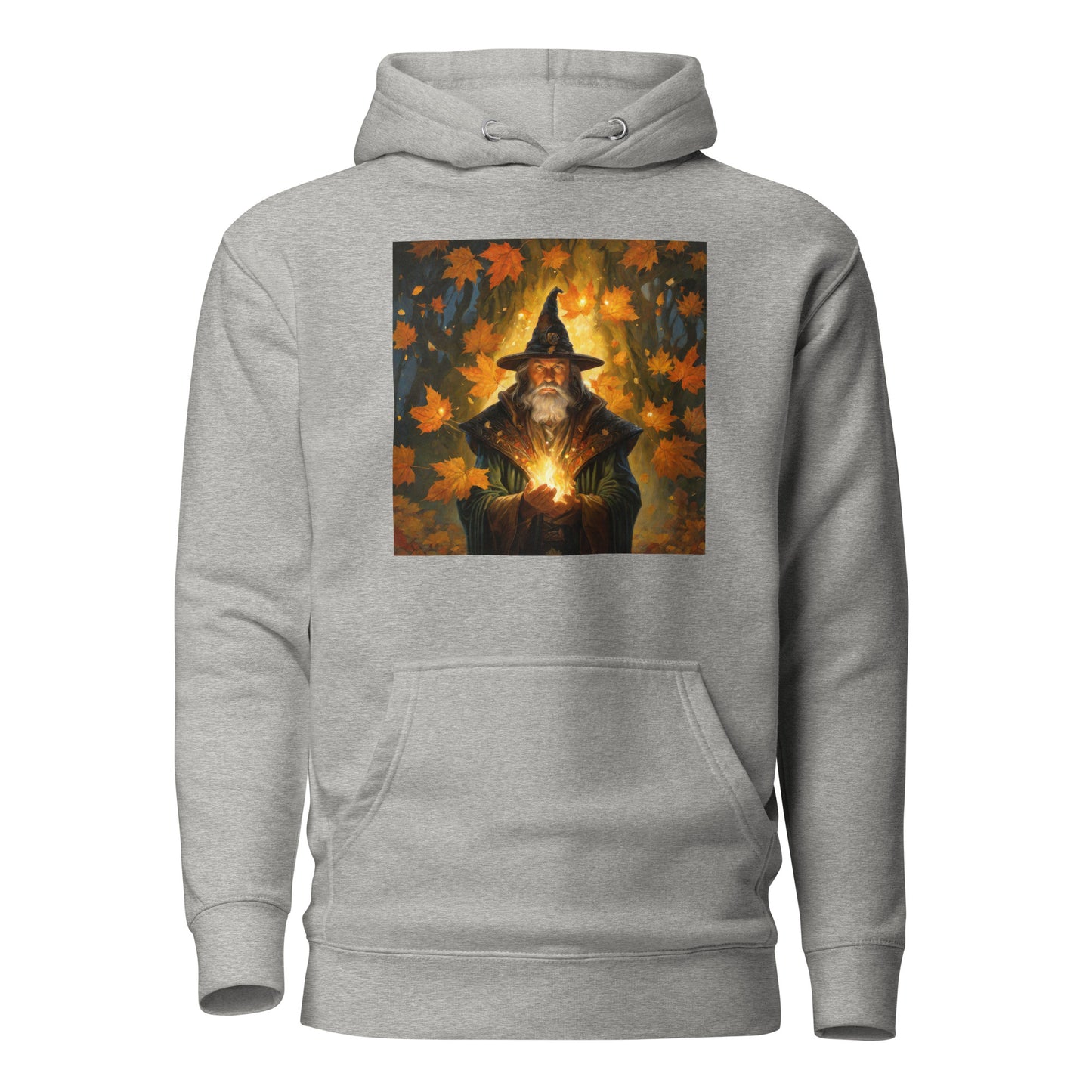 Autumn Wizard Making Fall Leaves Men's Graphic Hoodie Carbon Grey