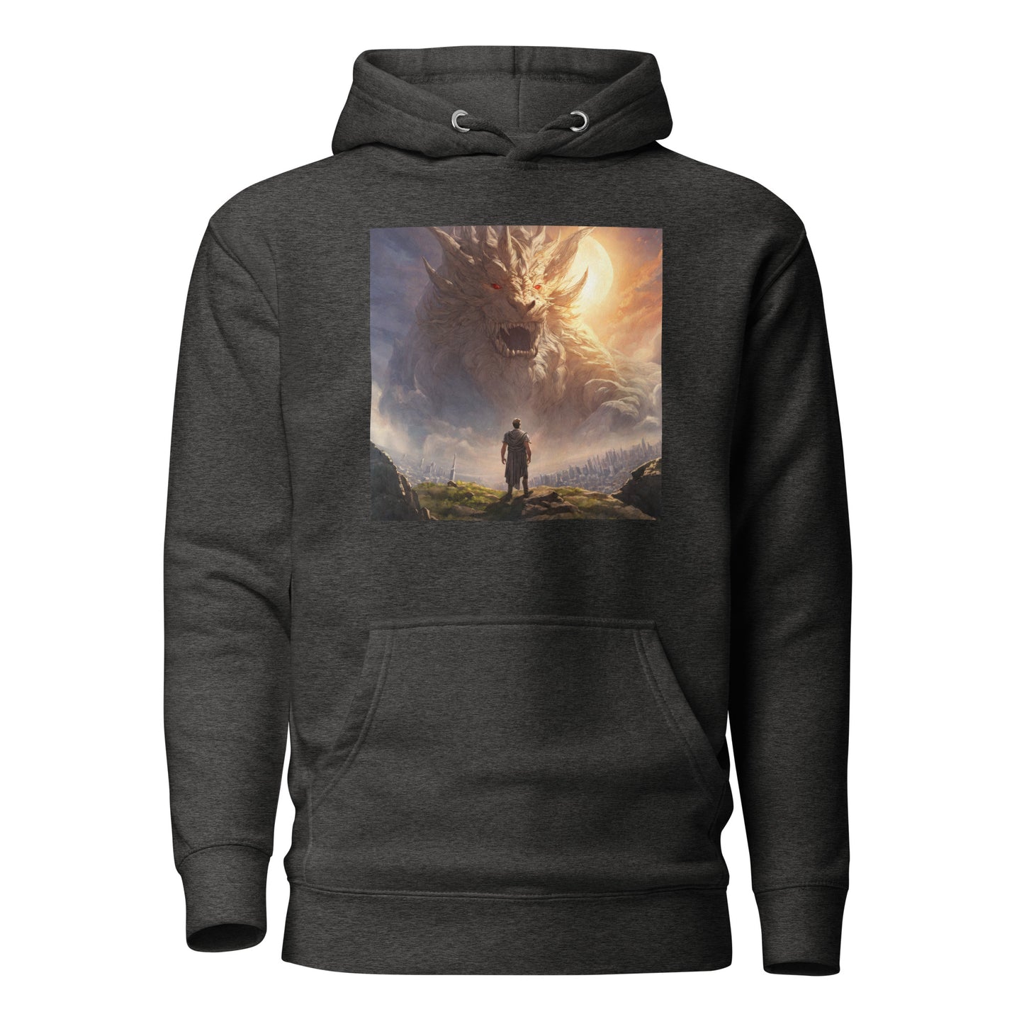 Small Warrior Facing a Giant Beast Men's Hoodie Charcoal Heather