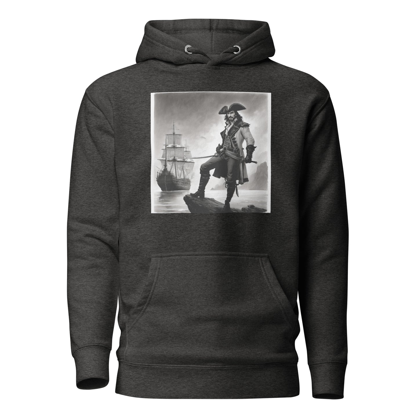 Captain Hook on the High Seas Men's Fairy Tale Hoodie Charcoal Heather